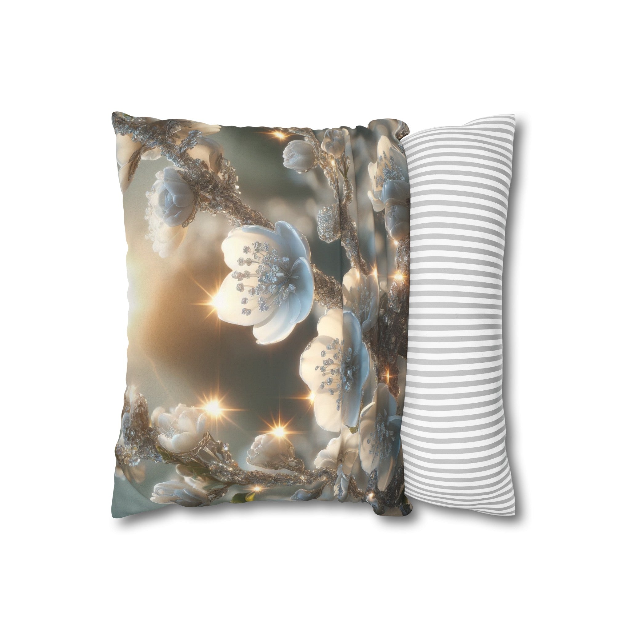 White, diamond flowers (1) - Suede Square Pillowcase