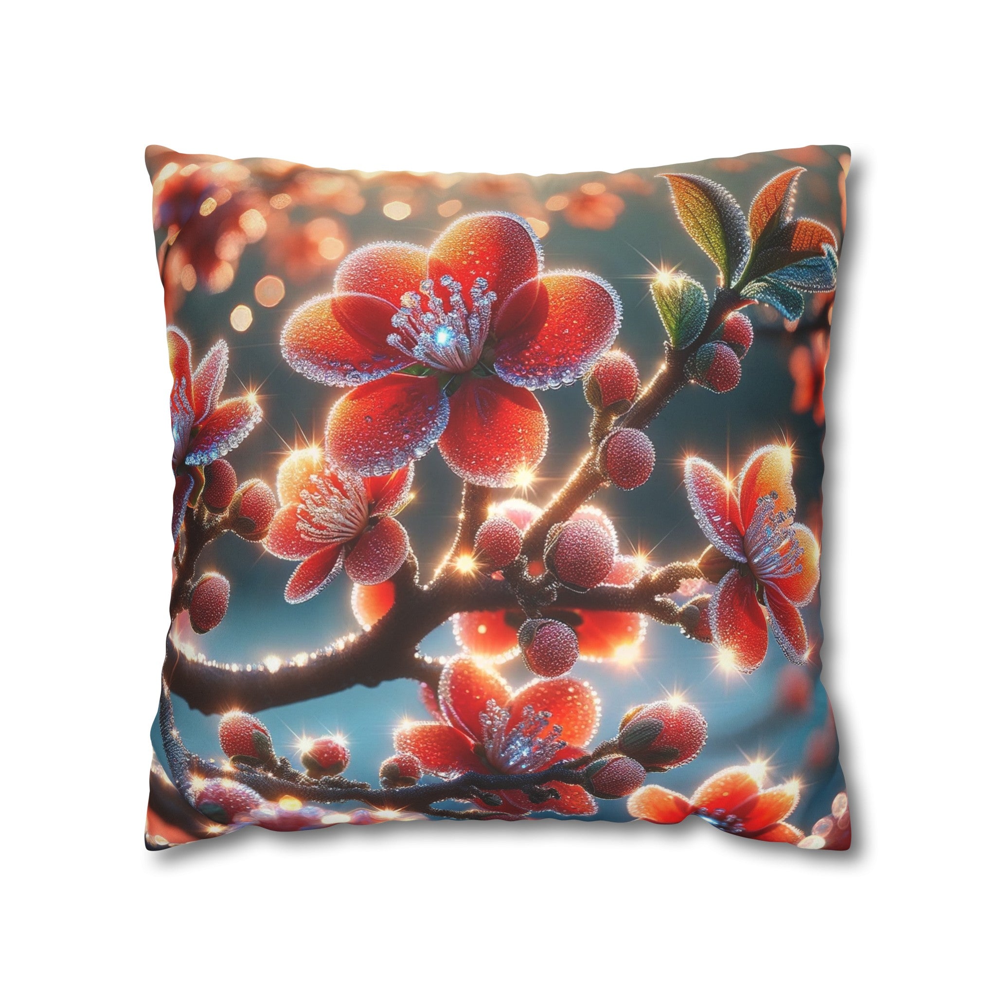 Red diamond flowers (3) - Suede Square Pillowcase