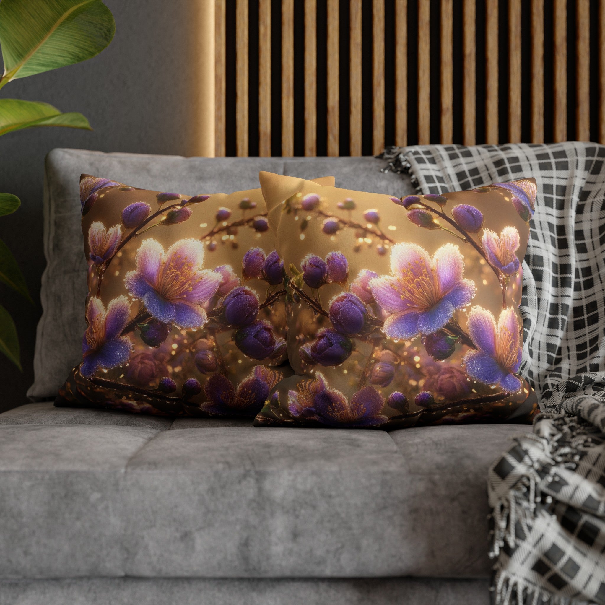 Purple diamond flowers (3) - Suede Square Pillowcase