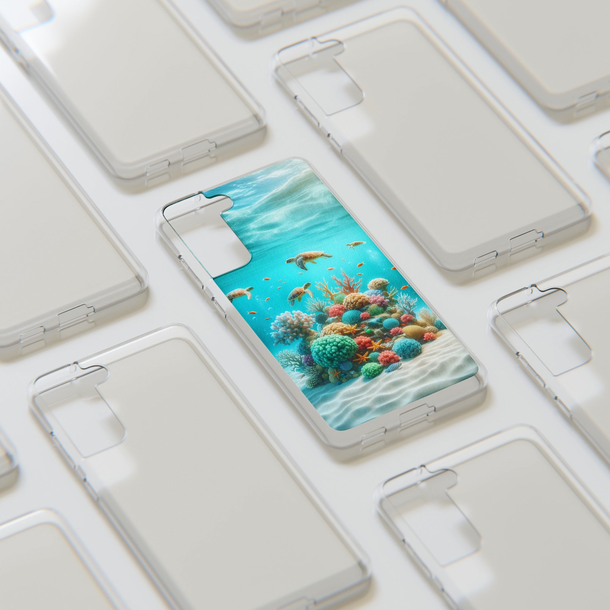 Turtles on coral reef - Soft Phone Case