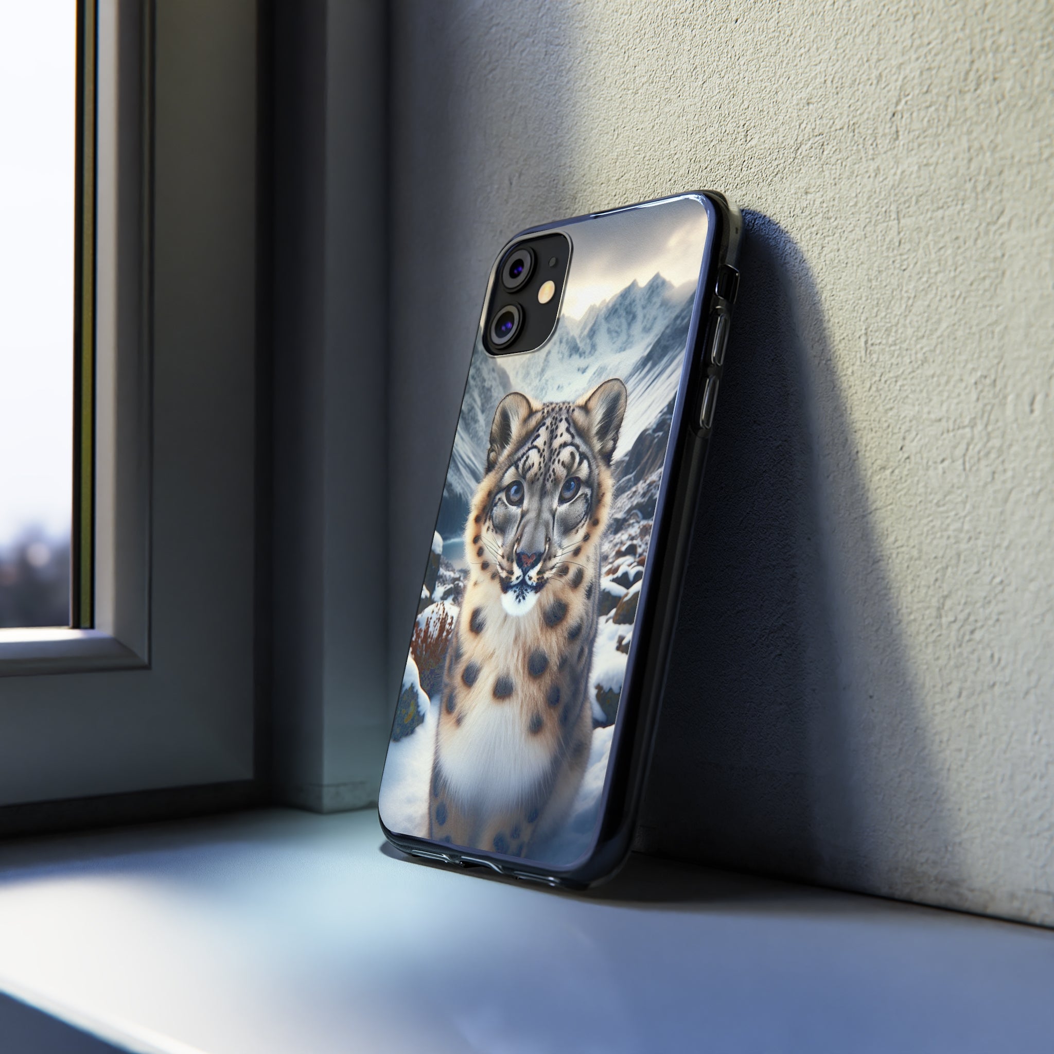 Curious Snow Leopard - Soft Phone Case