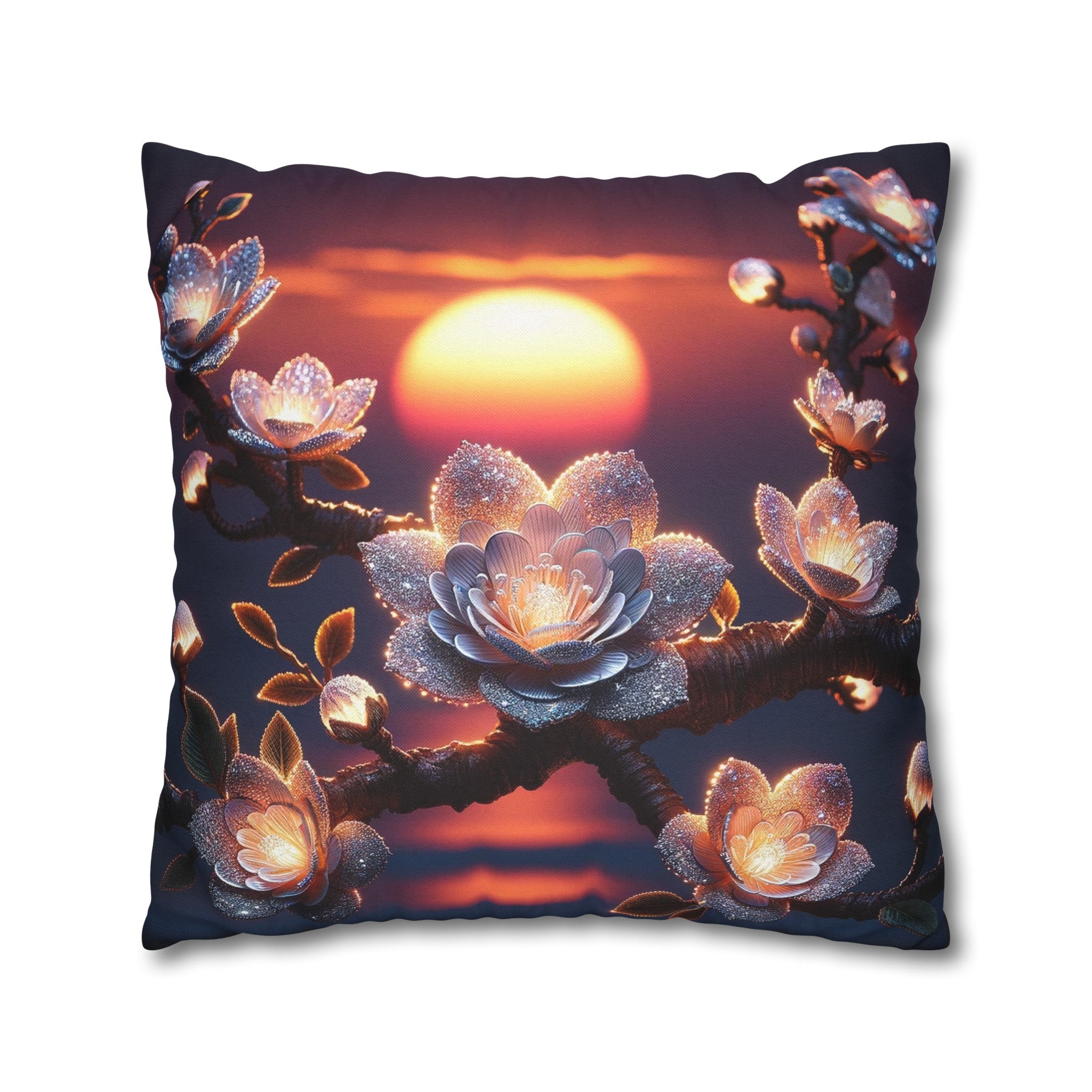 White diamond flowers (6) - Polyester Square Pillowcase