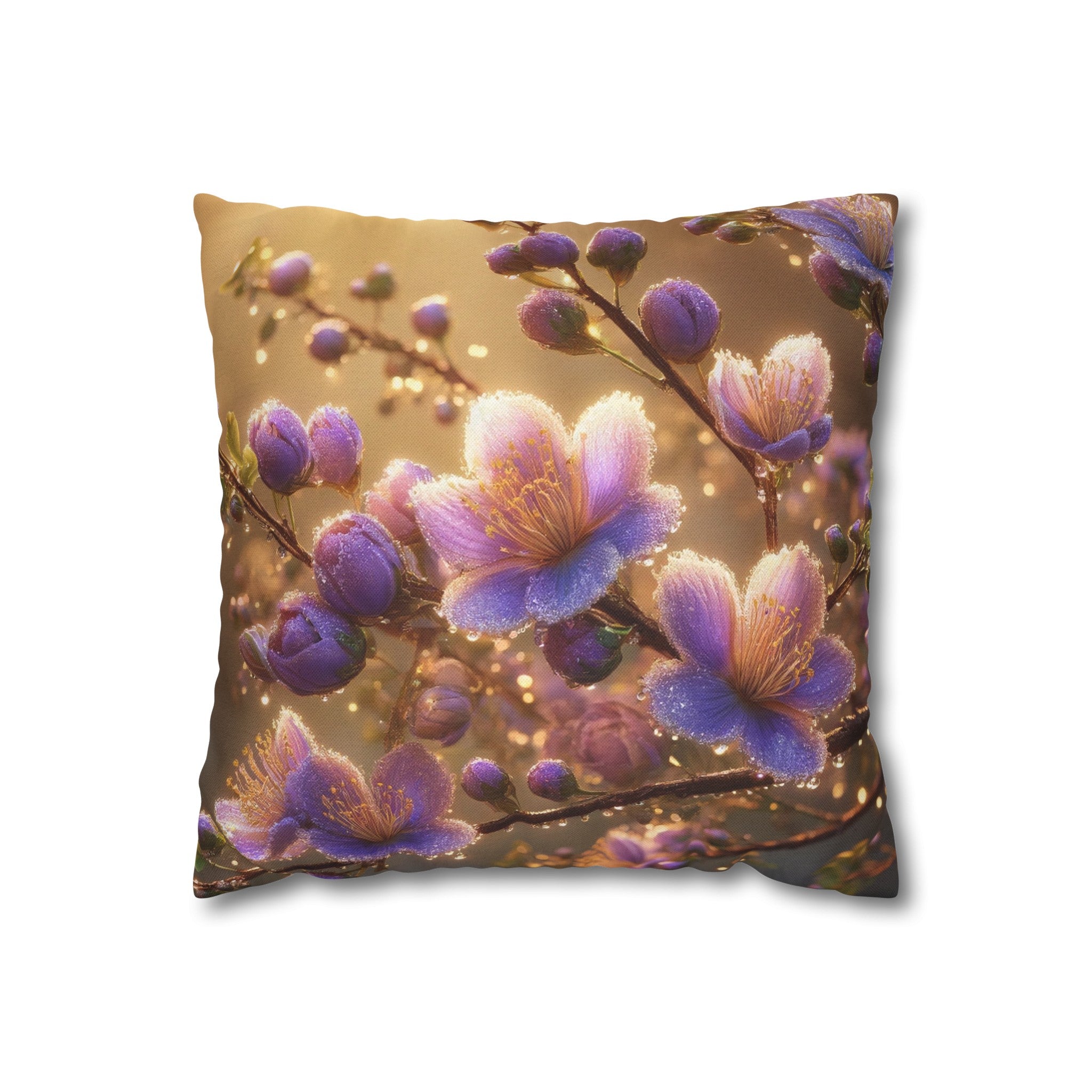 Purple diamond flowers (3) - Polyester Square Pillowcase