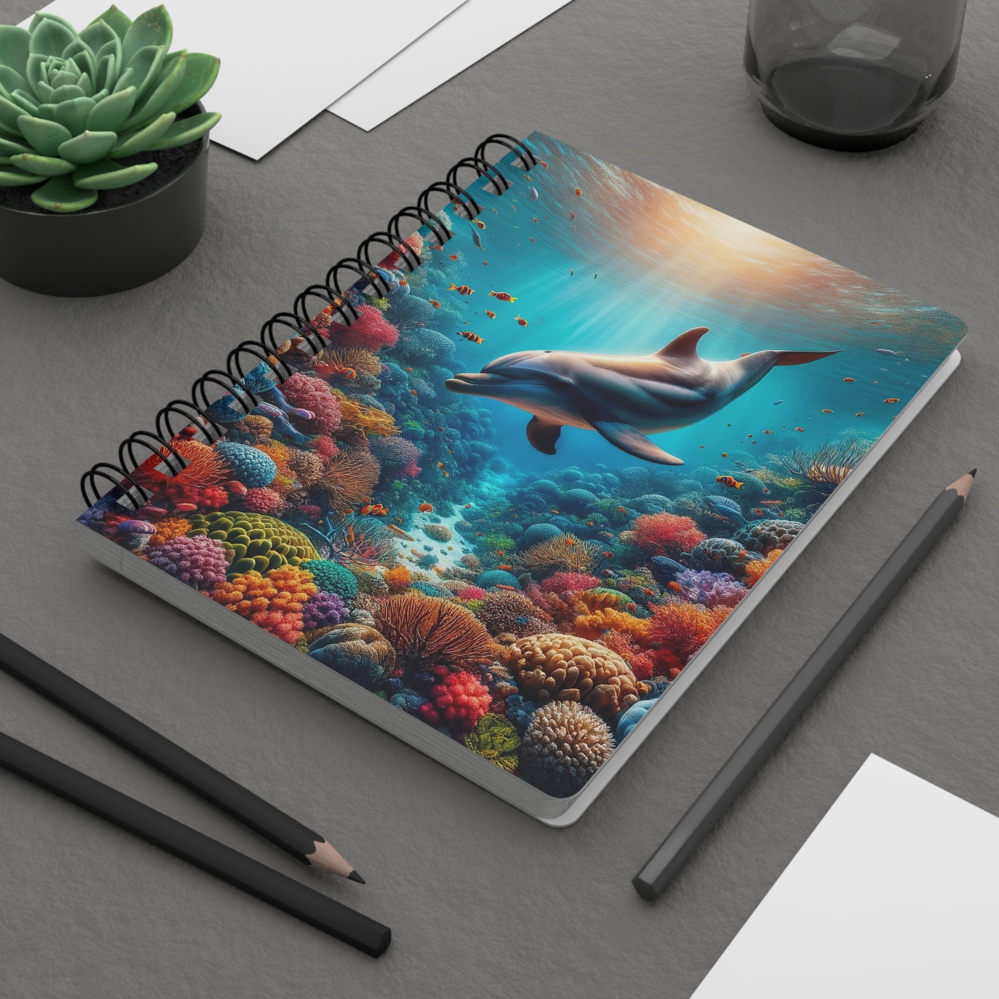 Curious Dolphin - Spiral Notebook