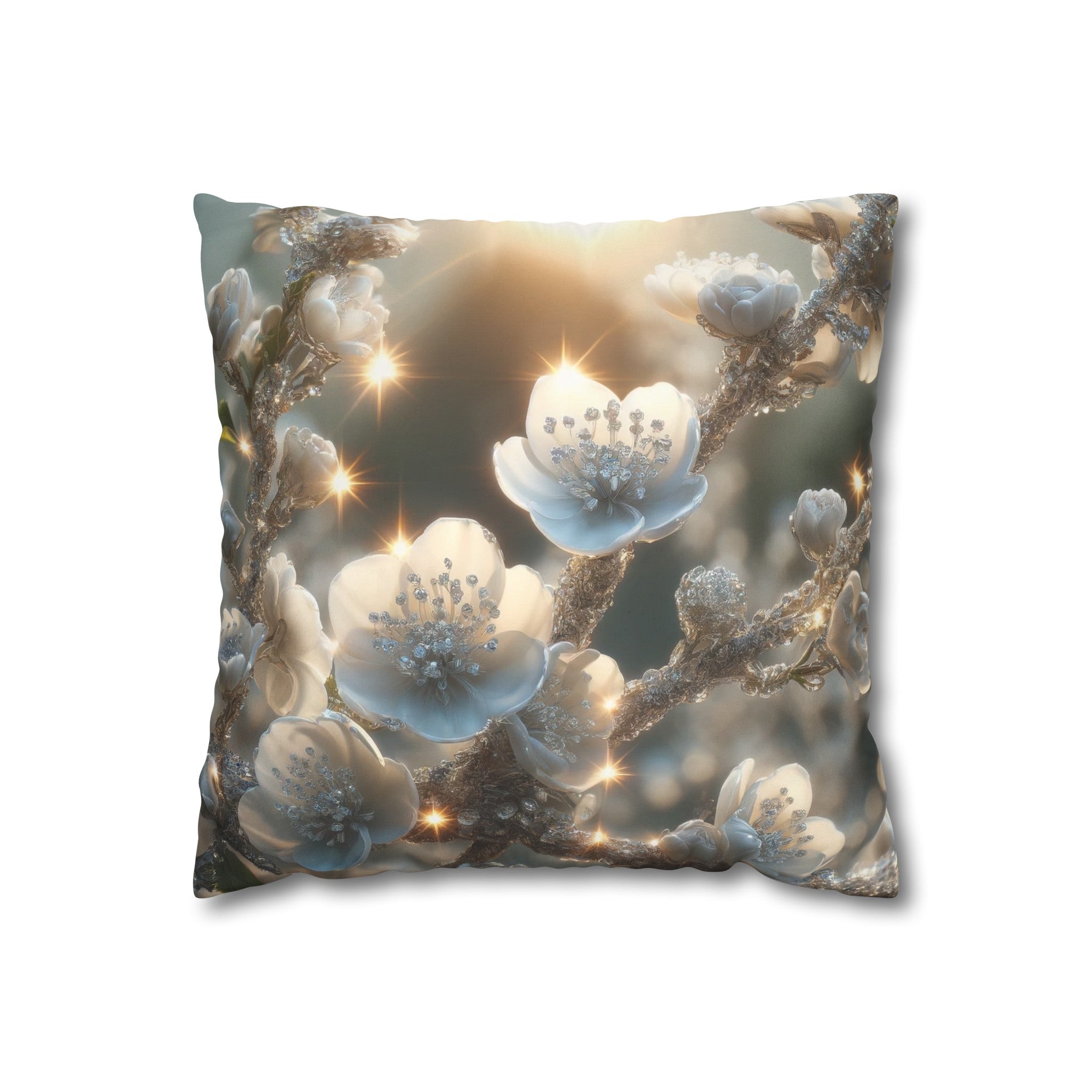 White, diamond flowers (1) - Suede Square Pillowcase