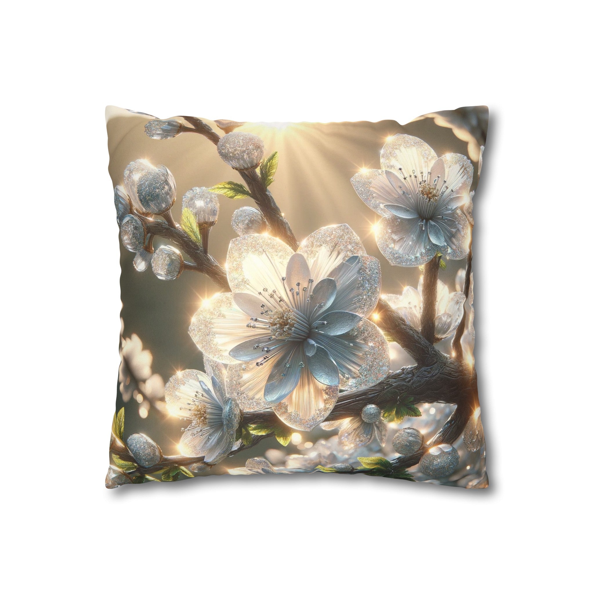 White, diamond flowers (2) - Suede Square Pillowcase