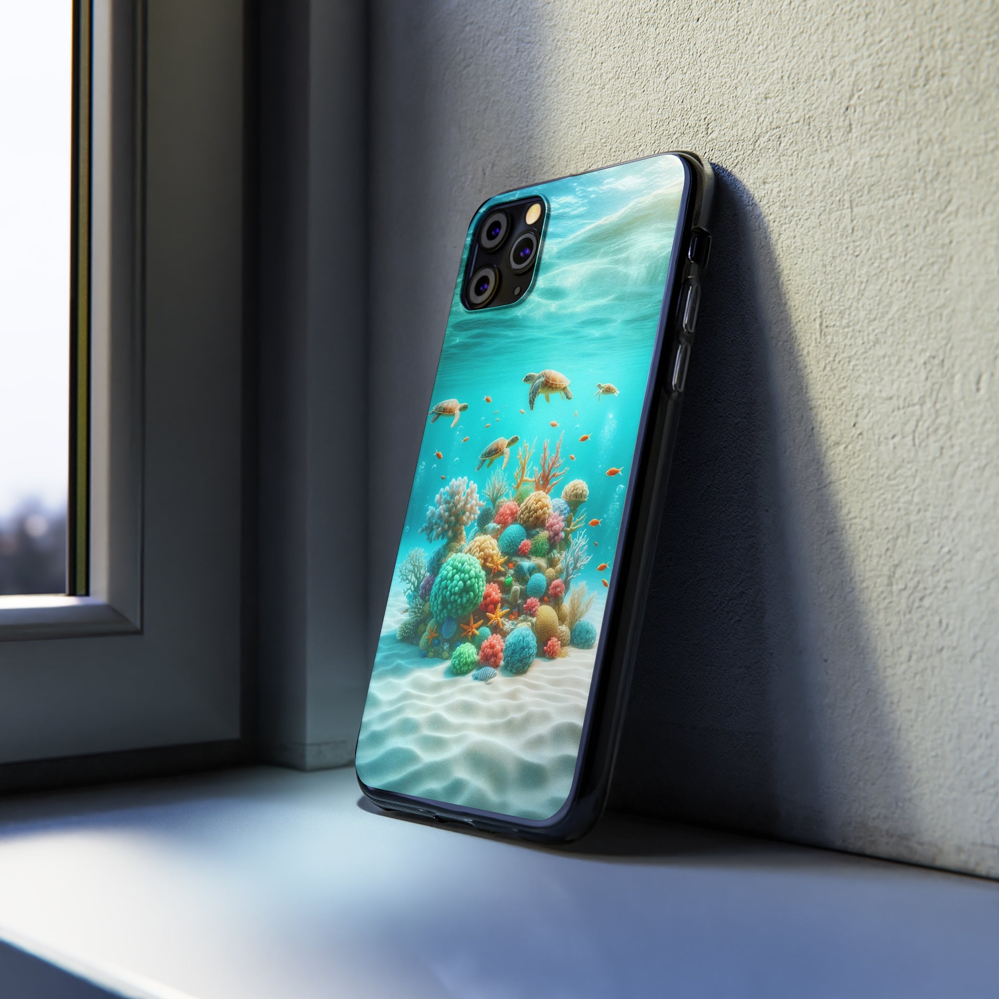 Turtles on coral reef - Soft Phone Case