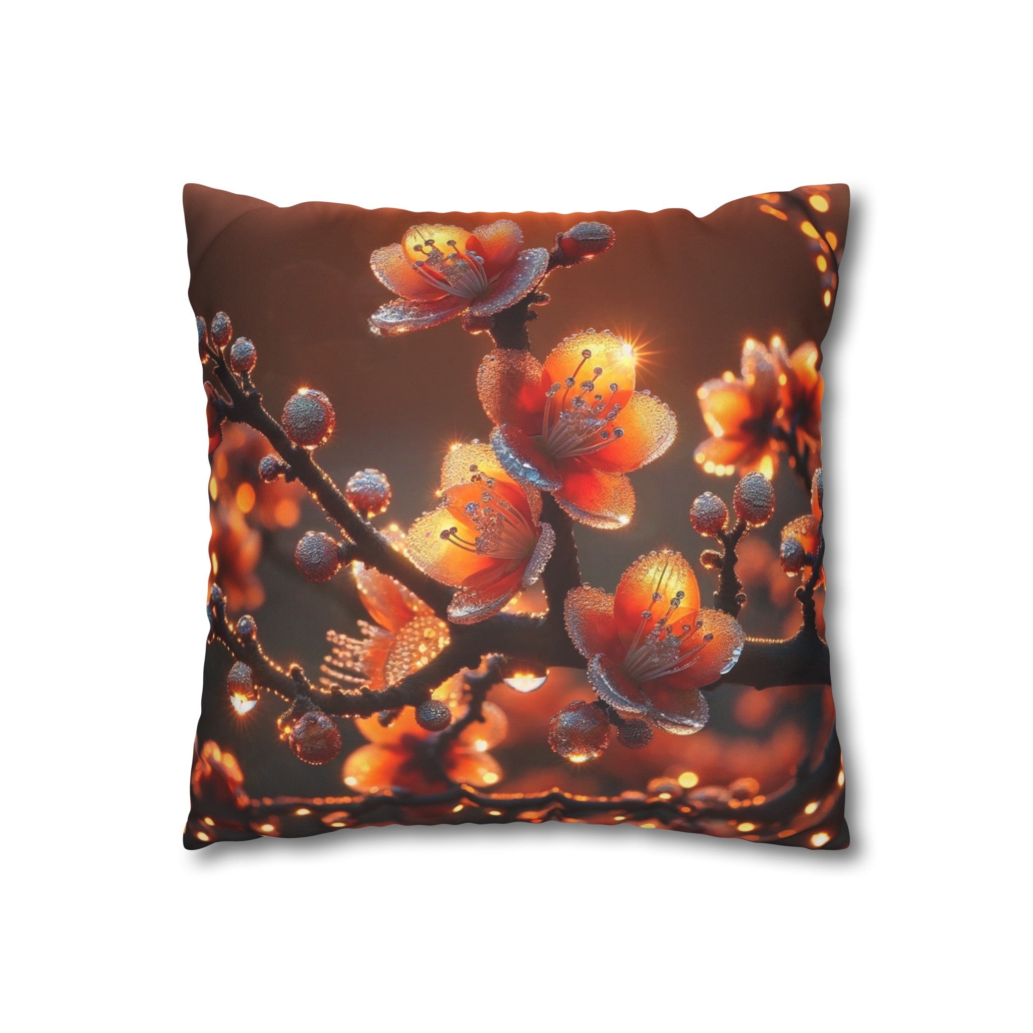 Orange diamond flowers (1) - Suede Square Pillowcase