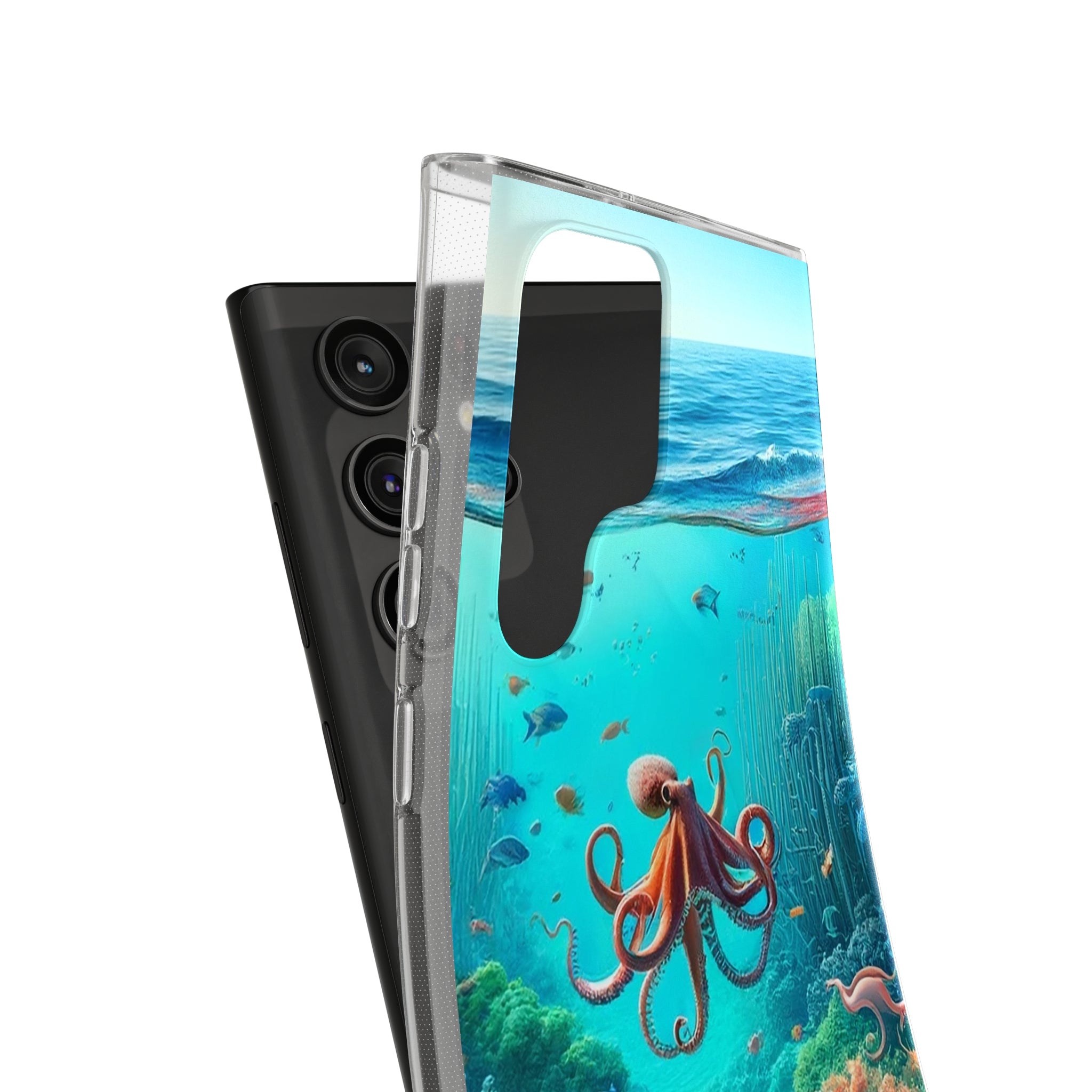 Octopus in turquoise water - Soft Phone Case