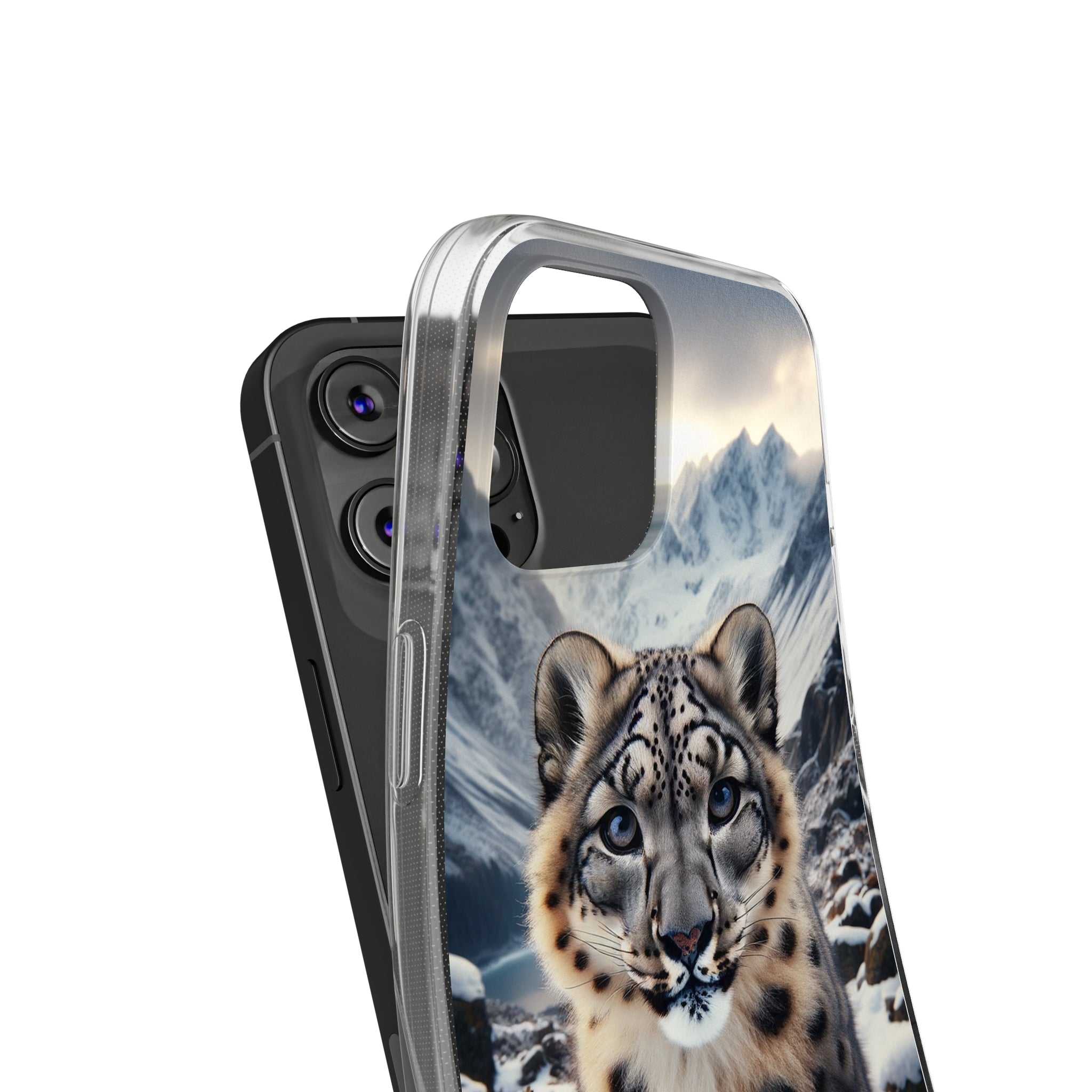 Curious Snow Leopard - Soft Phone Case