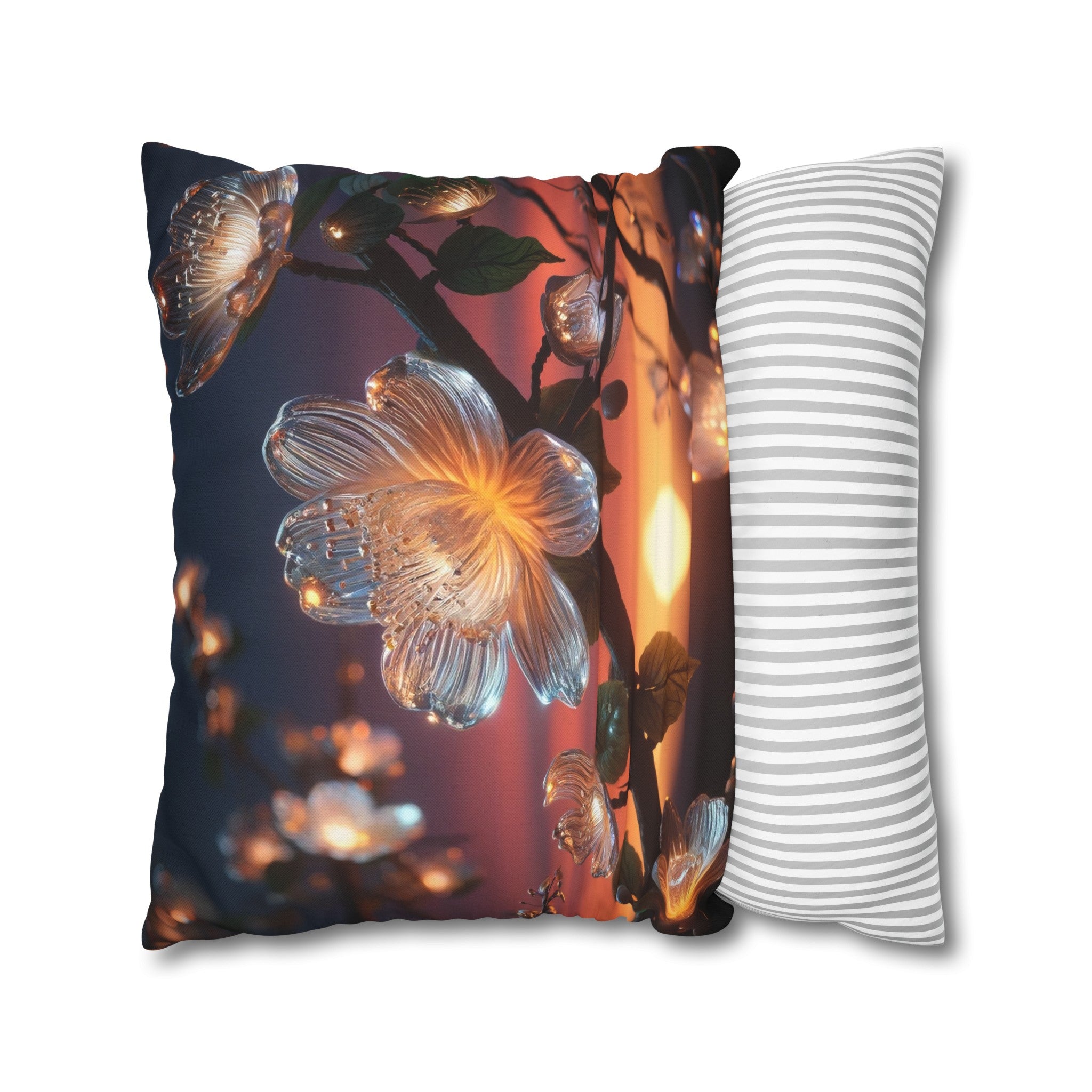 White diamond flowers (4) - Polyester Square Pillowcase