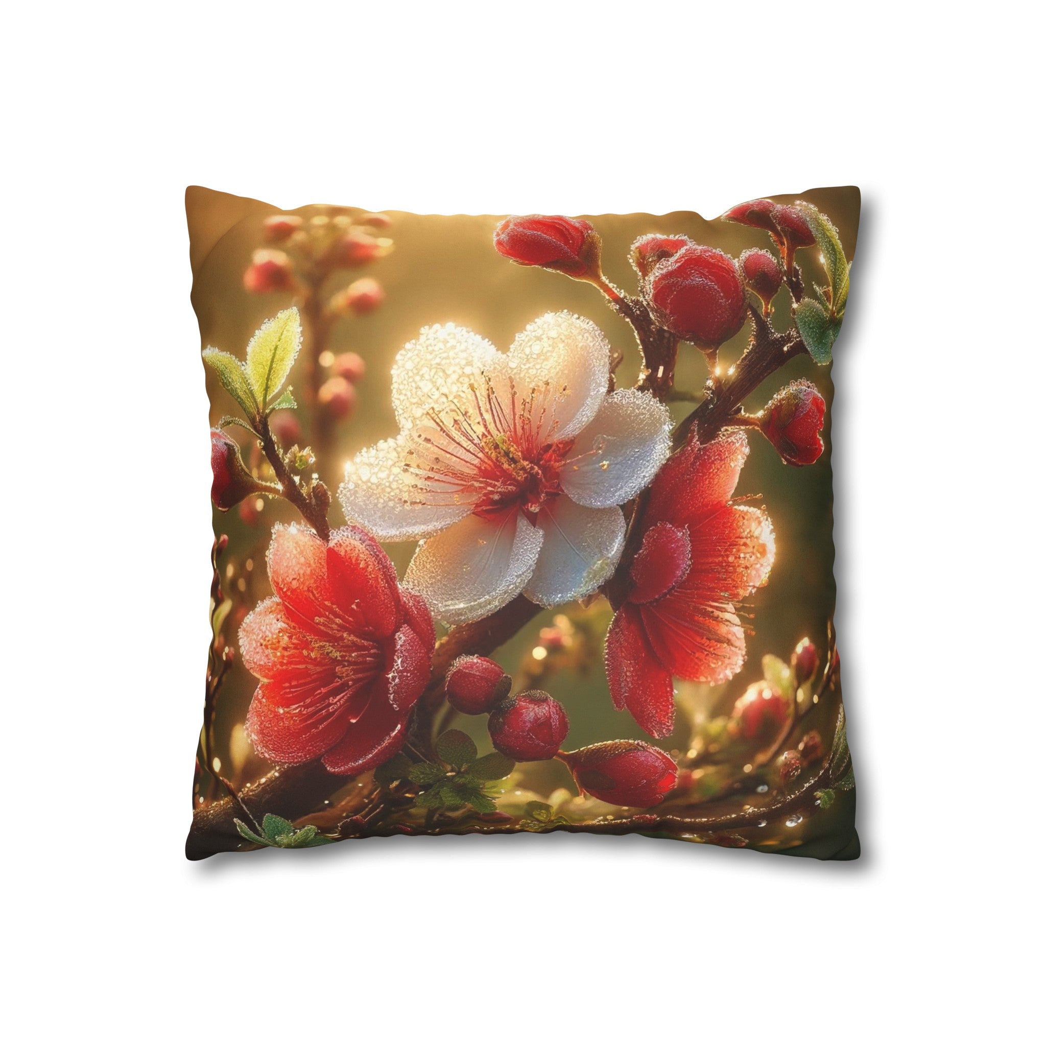 Red diamond flowers (4) - Suede Square Pillowcase