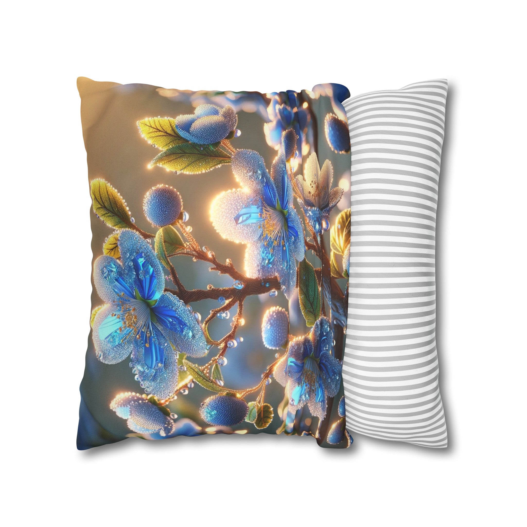 Blue,diamond flowers (2) - Suede Square Pillowcase