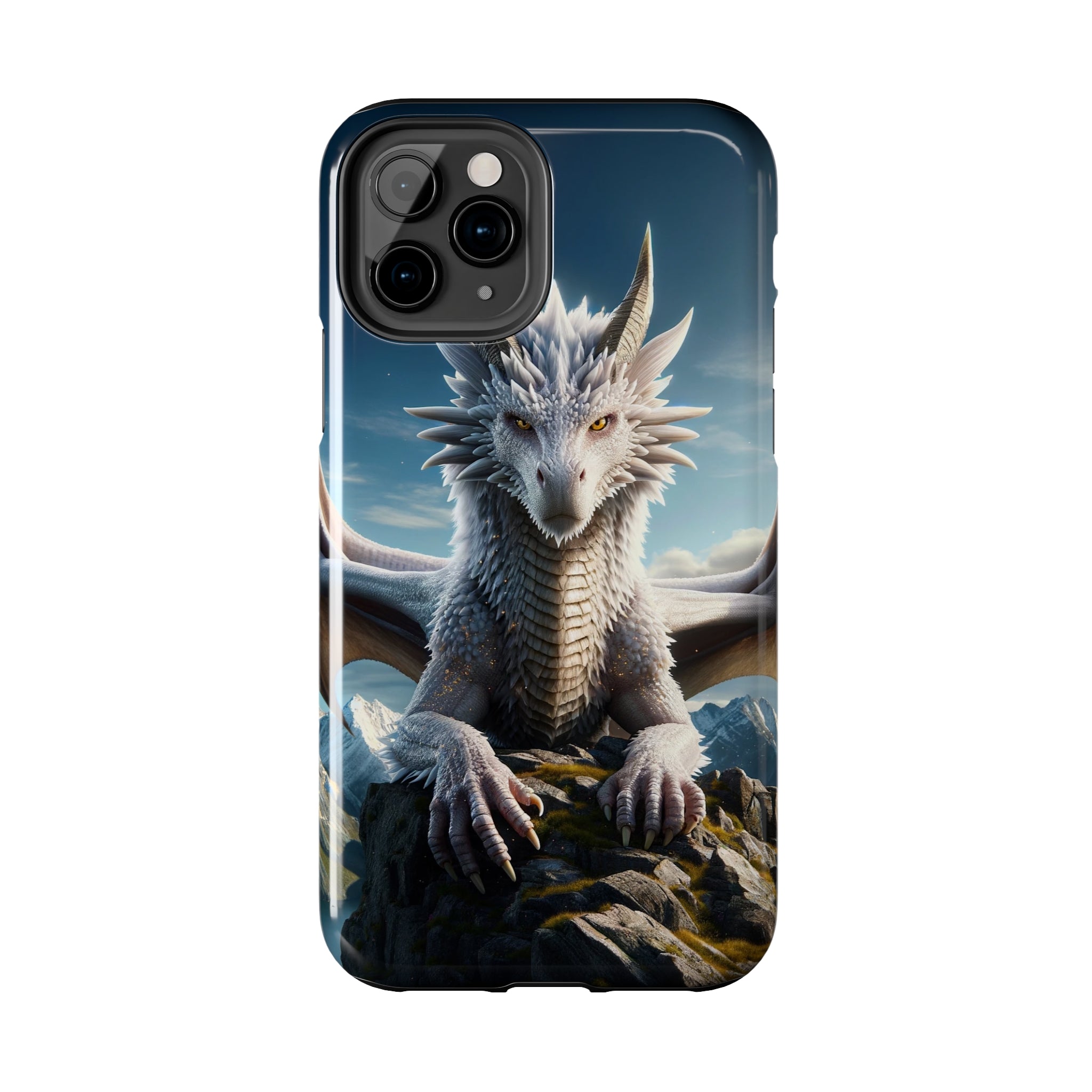 White dragon on a rock - Tough Phone Case