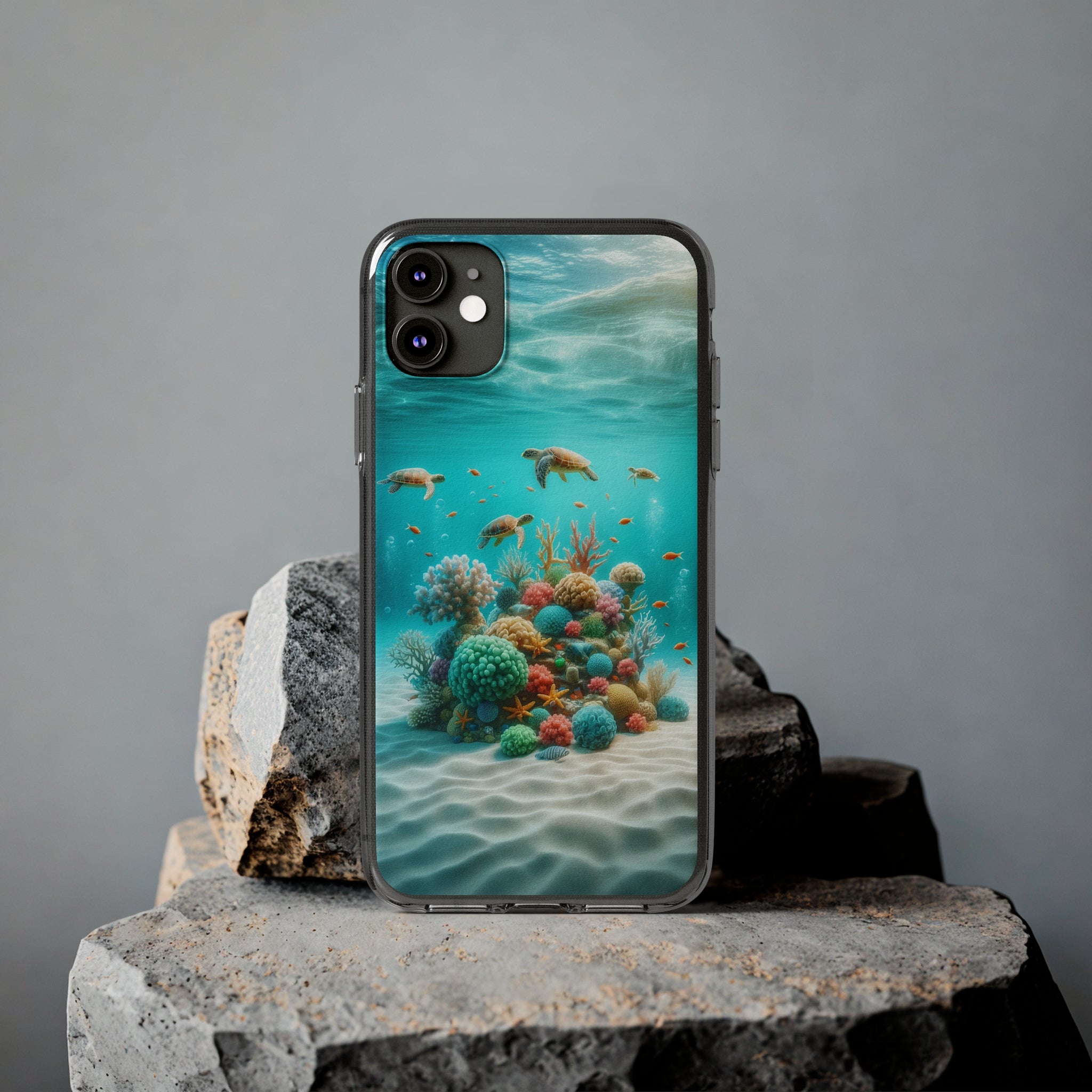 Turtles on coral reef - Soft Phone Case