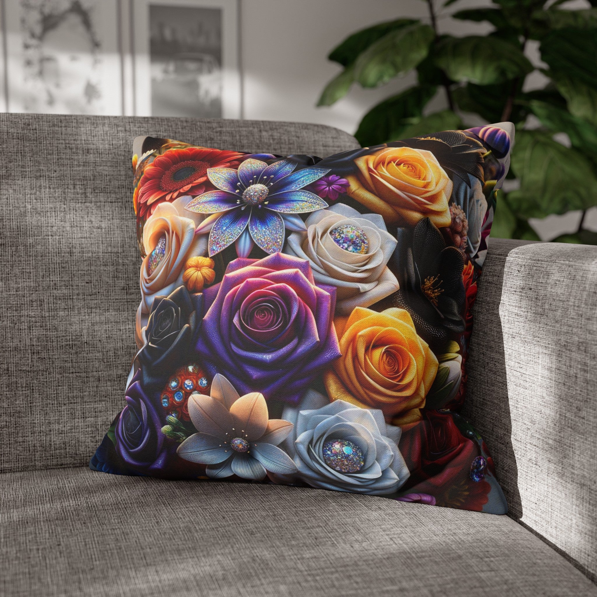 Colourful Bouquet (5) - Polyester Square Pillowcase