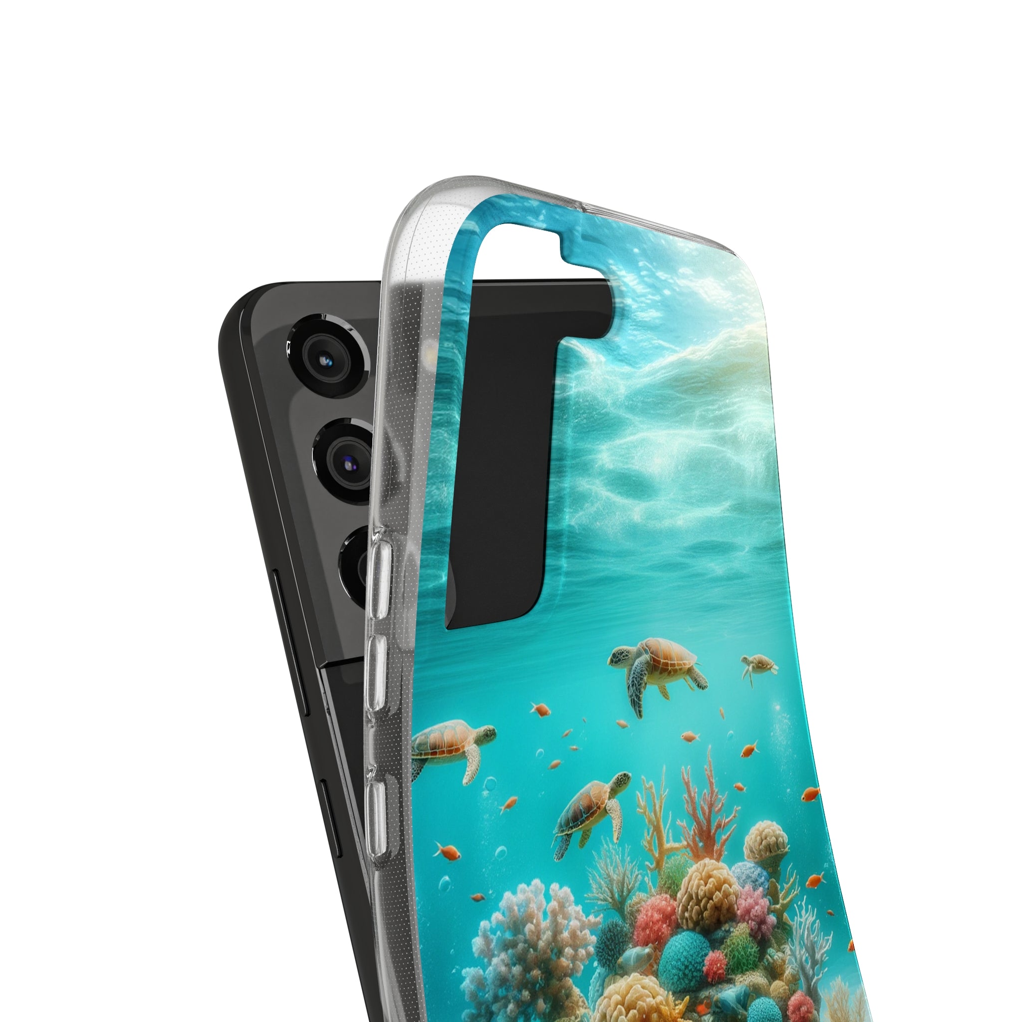 Turtles on coral reef - Soft Phone Case