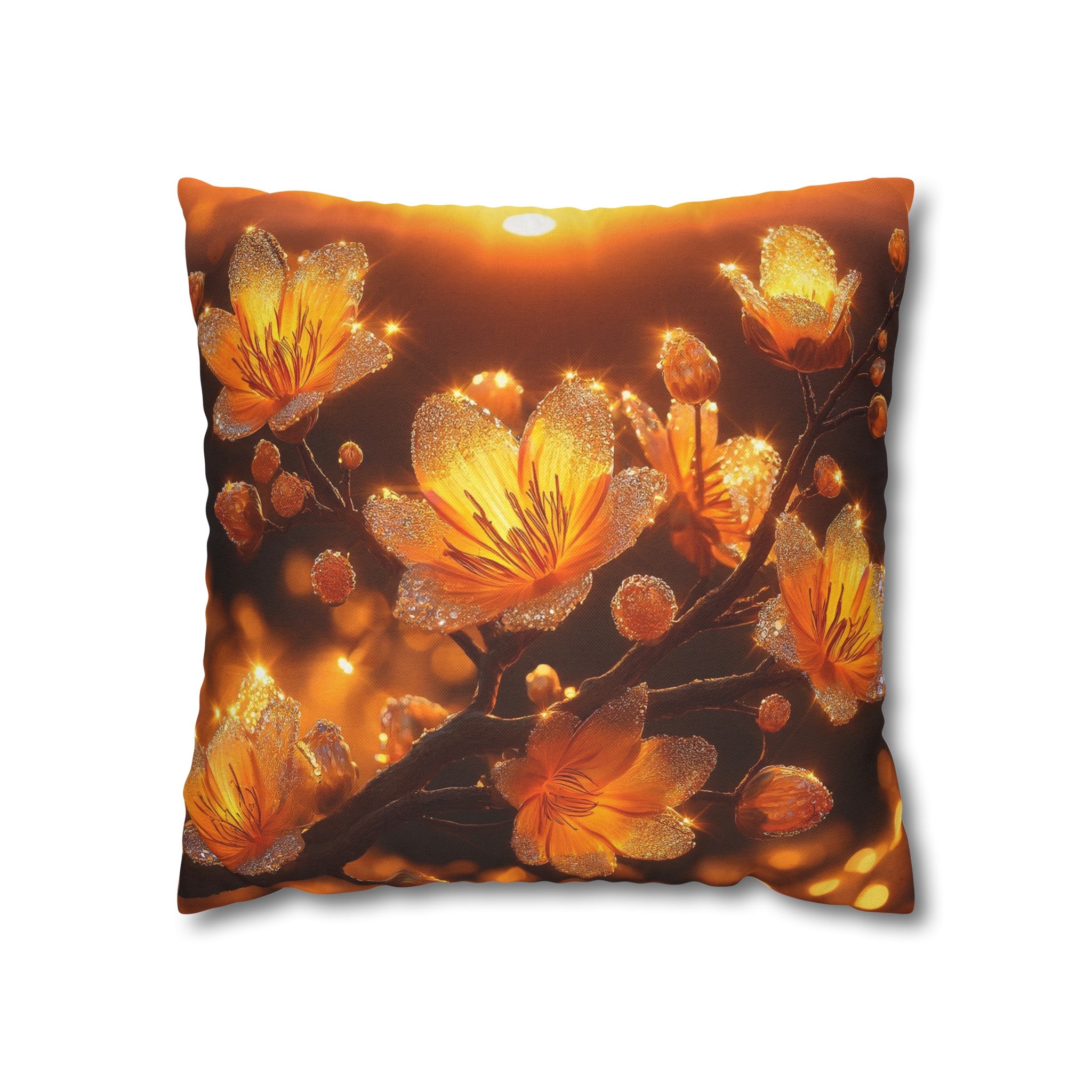 Yellow diamond flowers (3) - Polyester Square Pillowcase