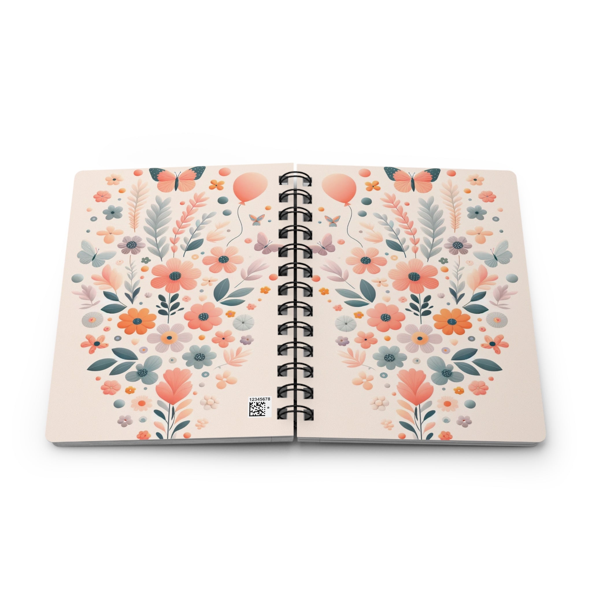 Bouquet of balloons, flowers and butterflies - Spiral Notebook