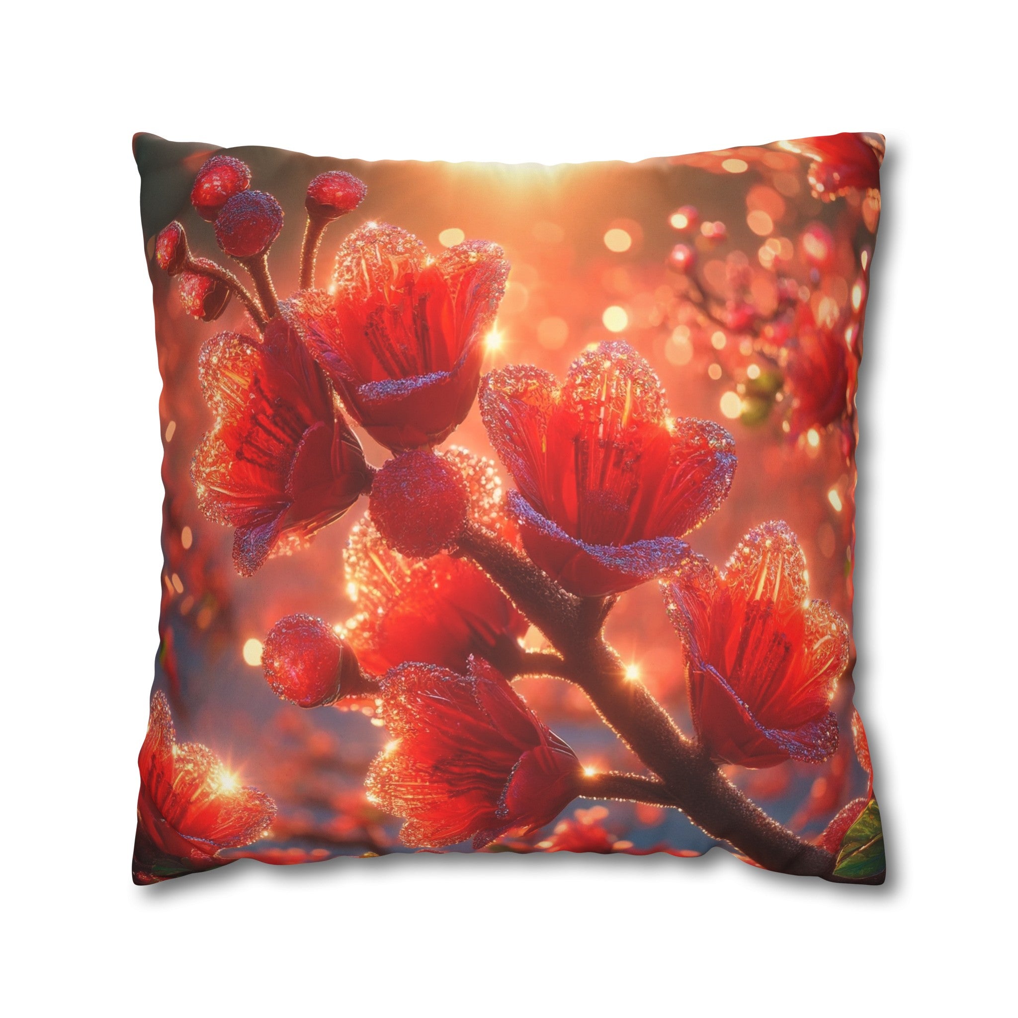 Red diamond flowers (2) - Suede Square Pillowcase