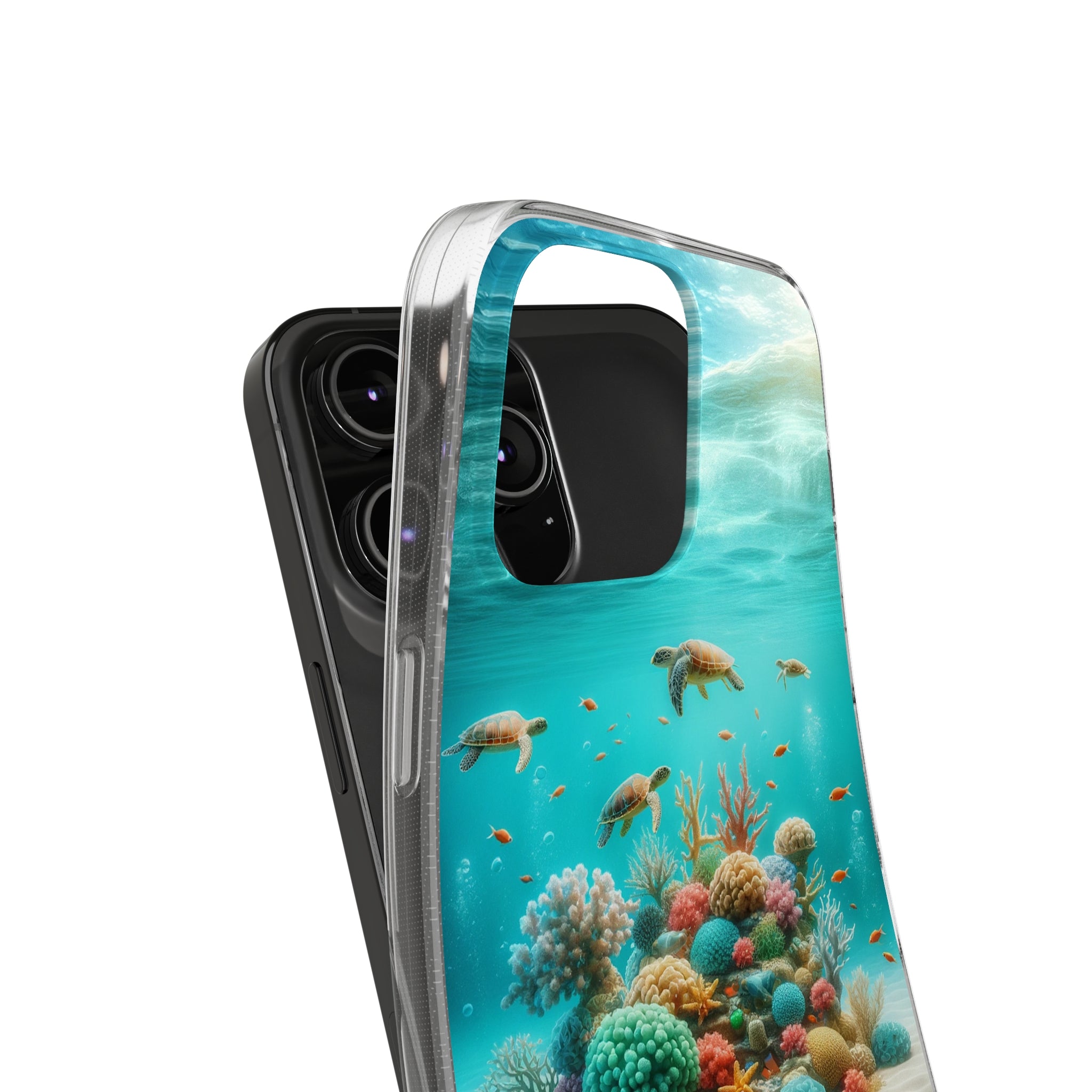 Turtles on coral reef - Soft Phone Case