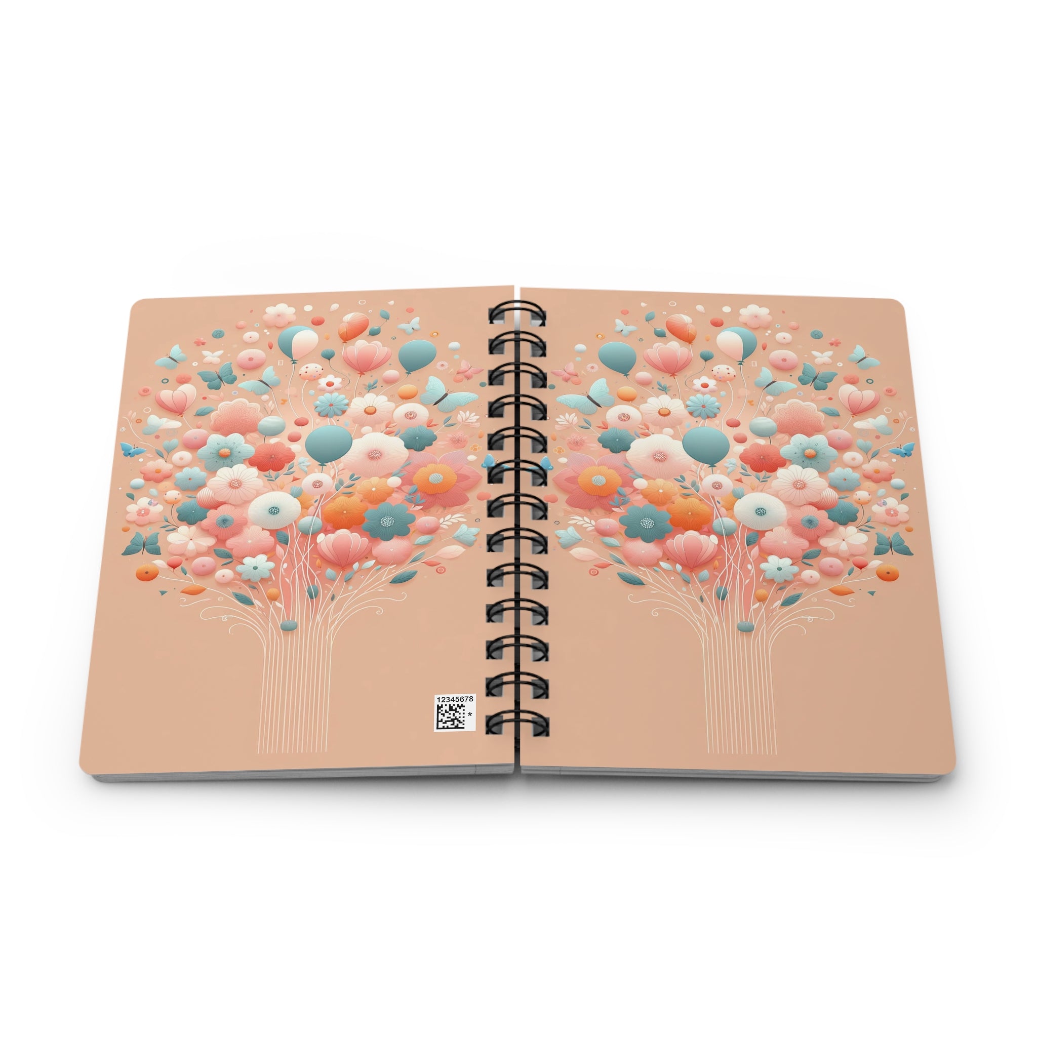 Bouquet of balloons, butterflies and flowers - Spiral Notebook