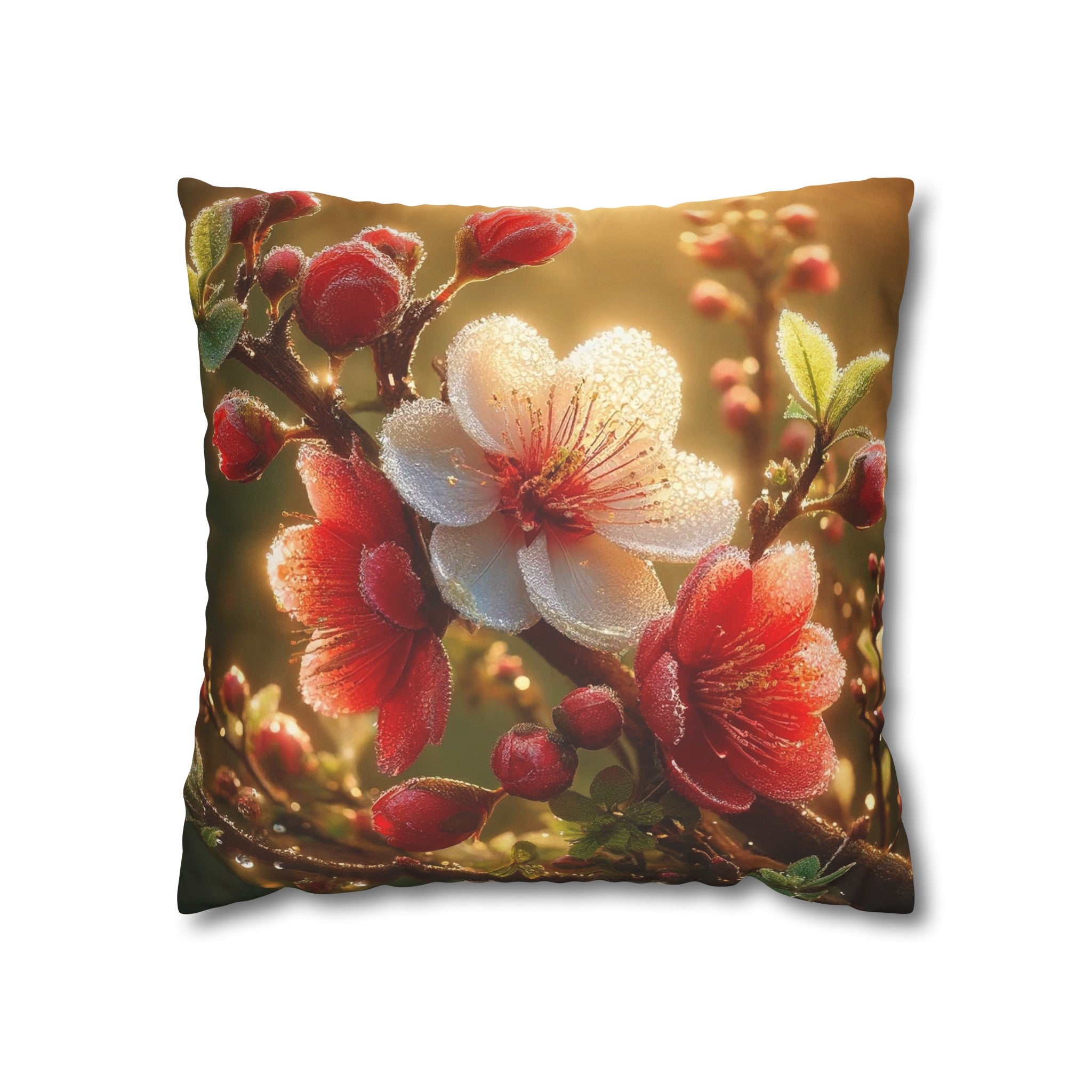 Red diamond flowers (4) - Suede Square Pillowcase