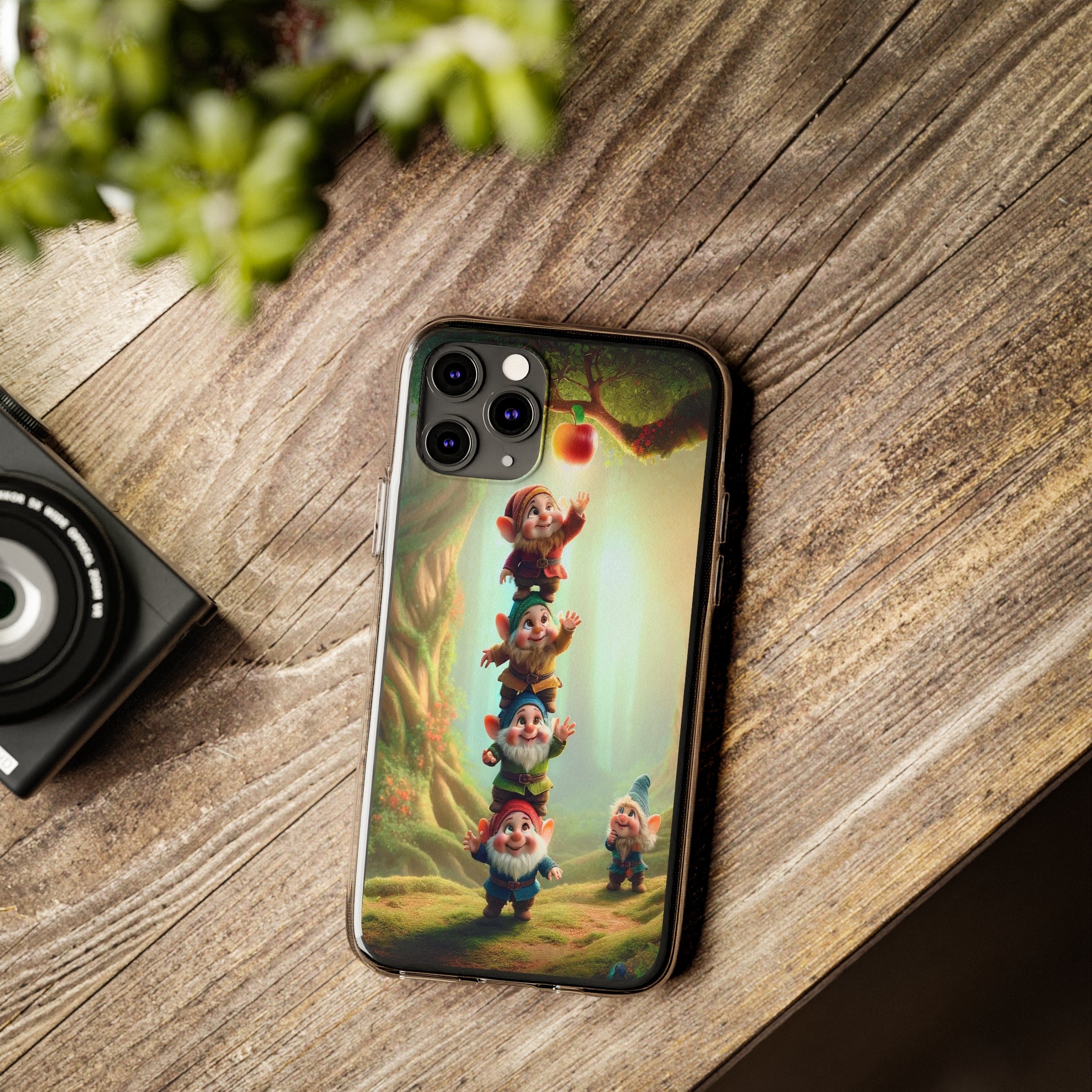 Gnomes reaching an apple - Soft Phone Case