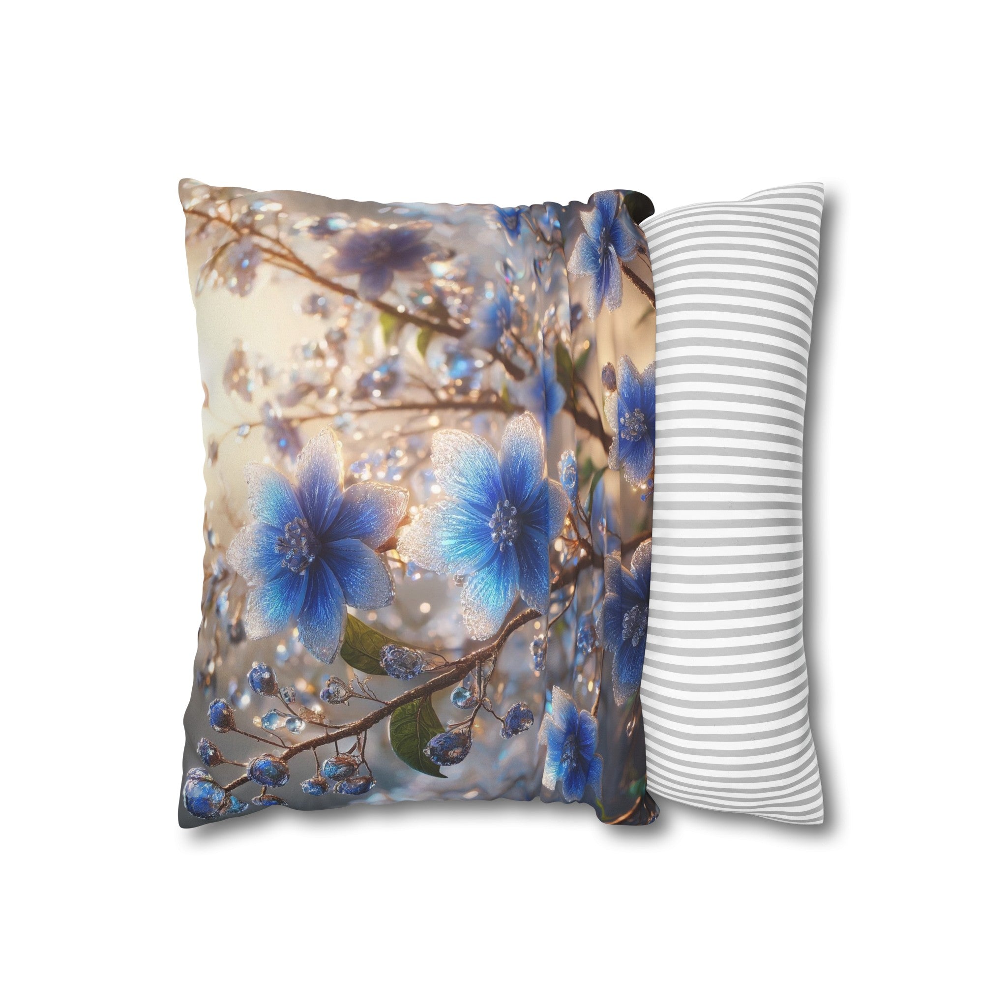 Blue, diamond flowers (4) - Suede Square Pillowcase