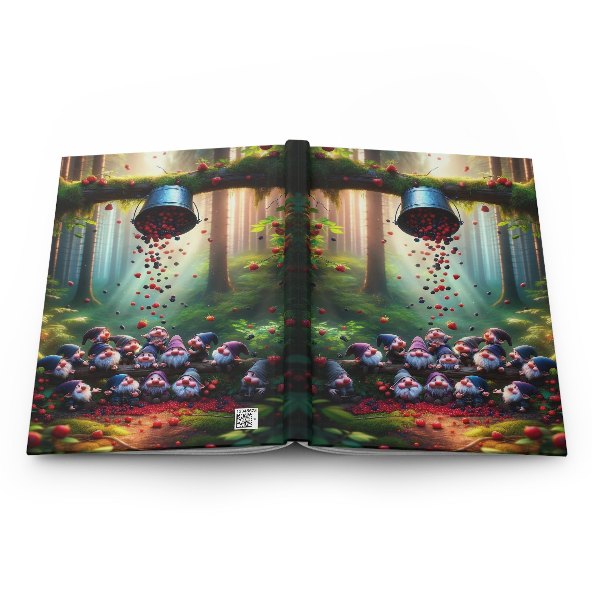 A fruit basket falling down on gnomes - Hardcover Notebook