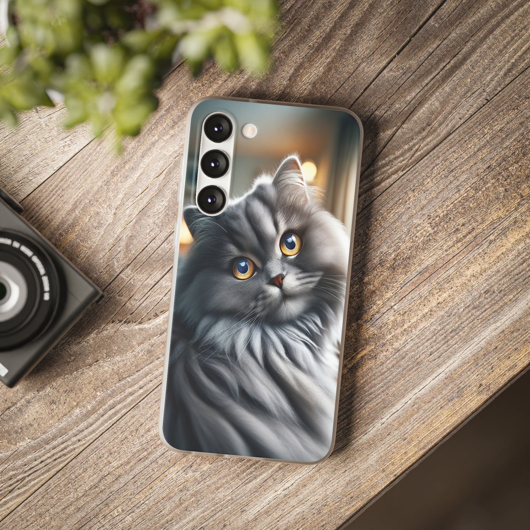 Curious, grey cat - Flexi Case (Samsung only)