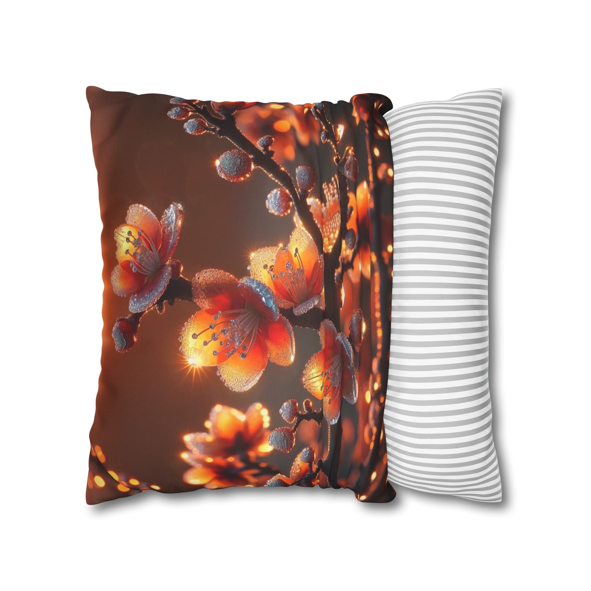 Orange diamond flowers (1) - Suede Square Pillowcase