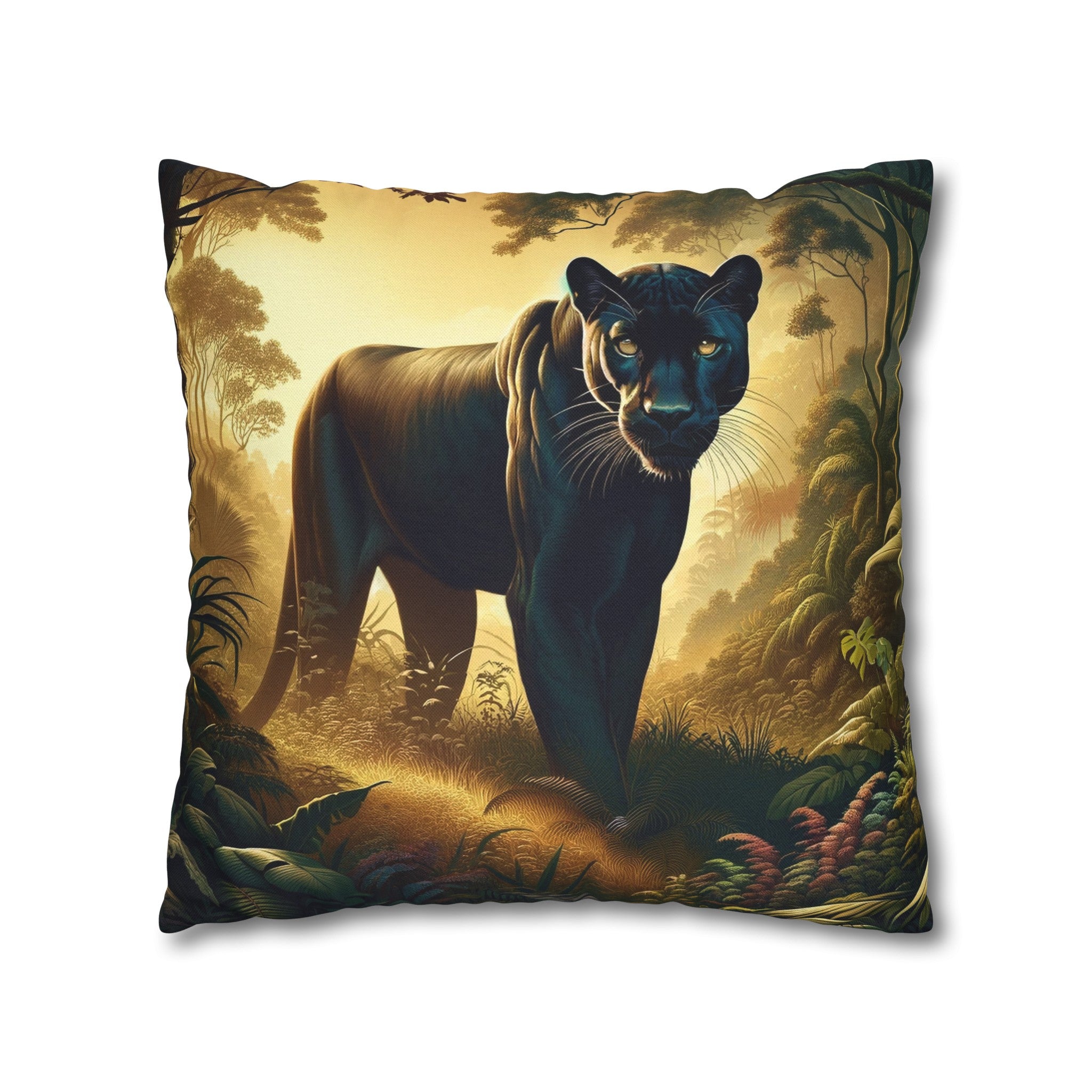 A Tiger walking in the jungle - Spun Polyester Square Pillowcase