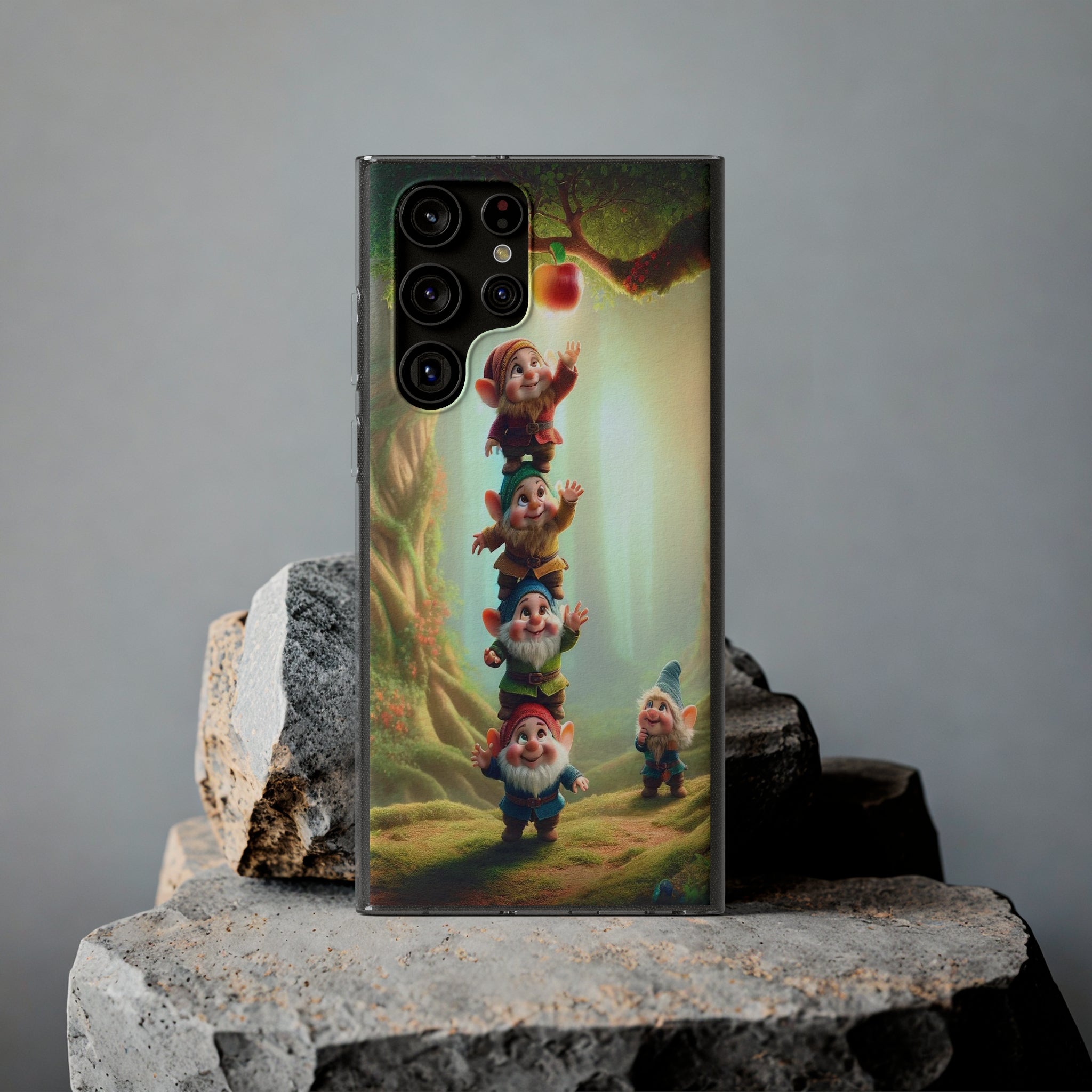 Gnomes reaching an apple - Soft Phone Case