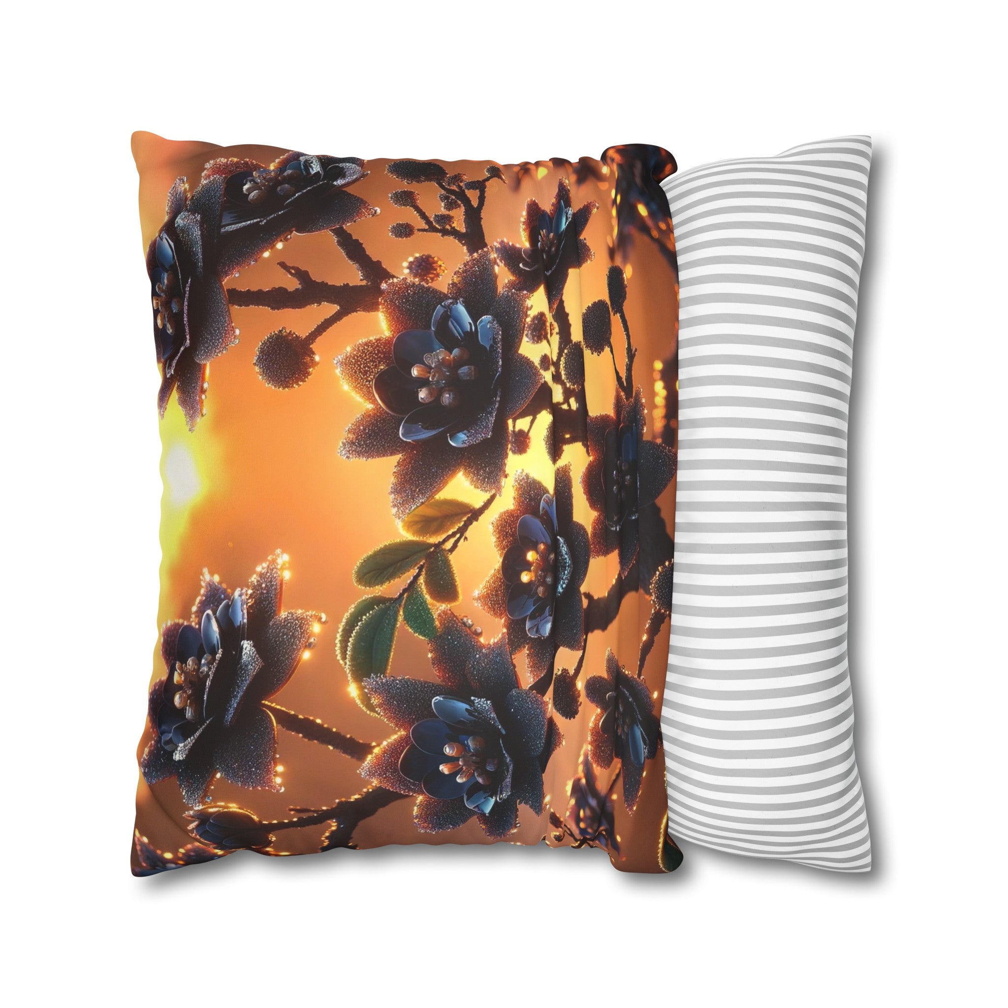 Black diamond flowers (3) - Suede Square Pillowcase