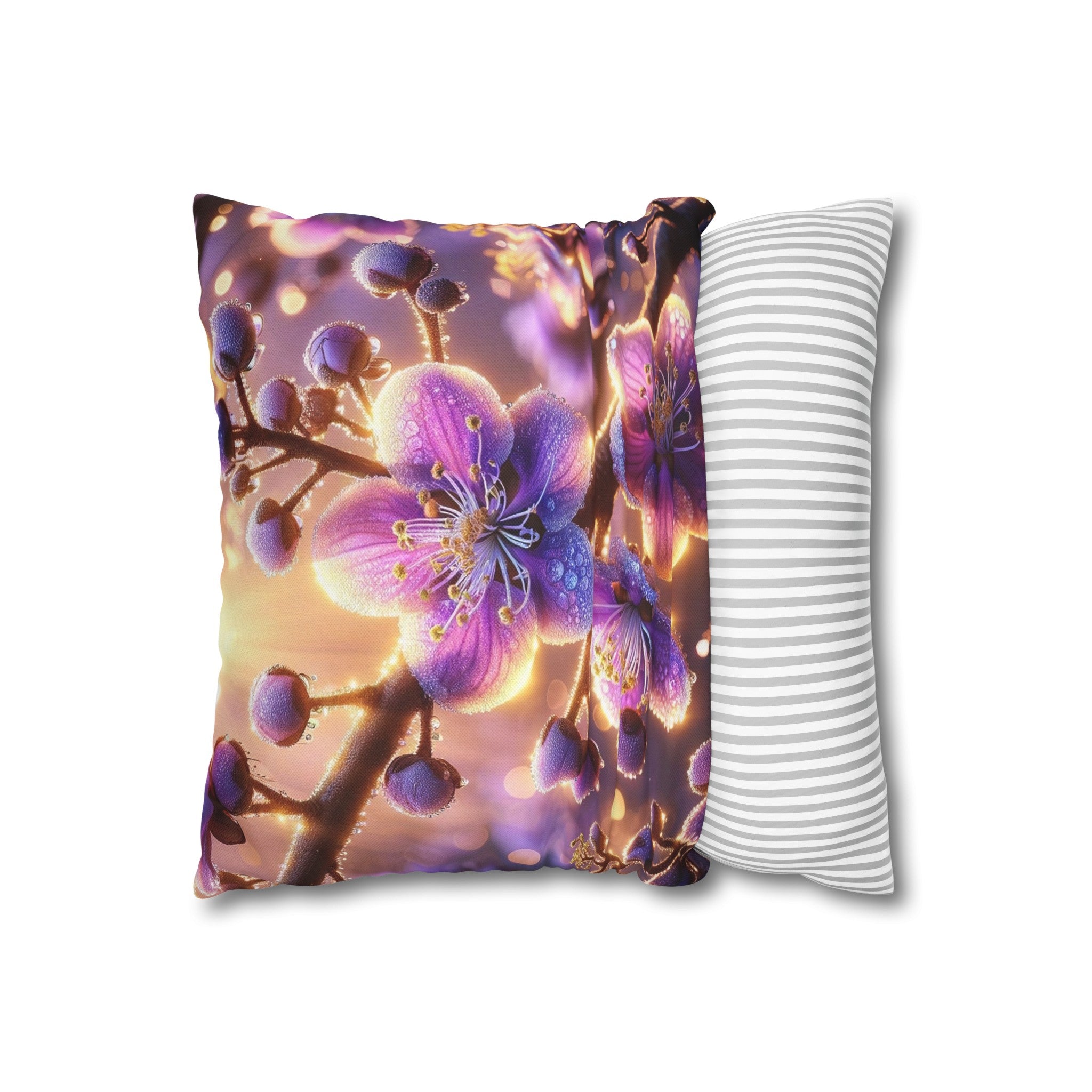 Purple diamond flowers (2) - Polyester Square Pillowcase