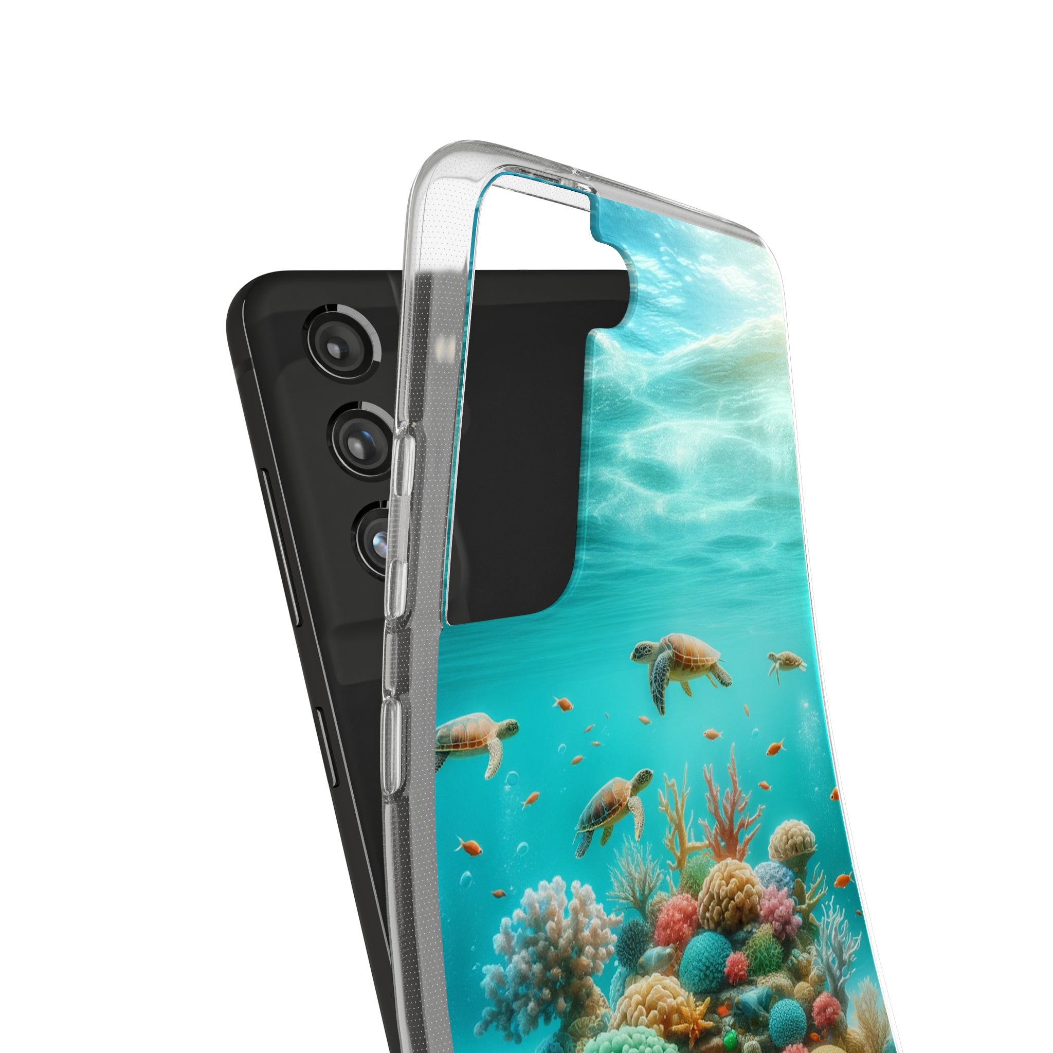 Turtles on coral reef - Soft Phone Case