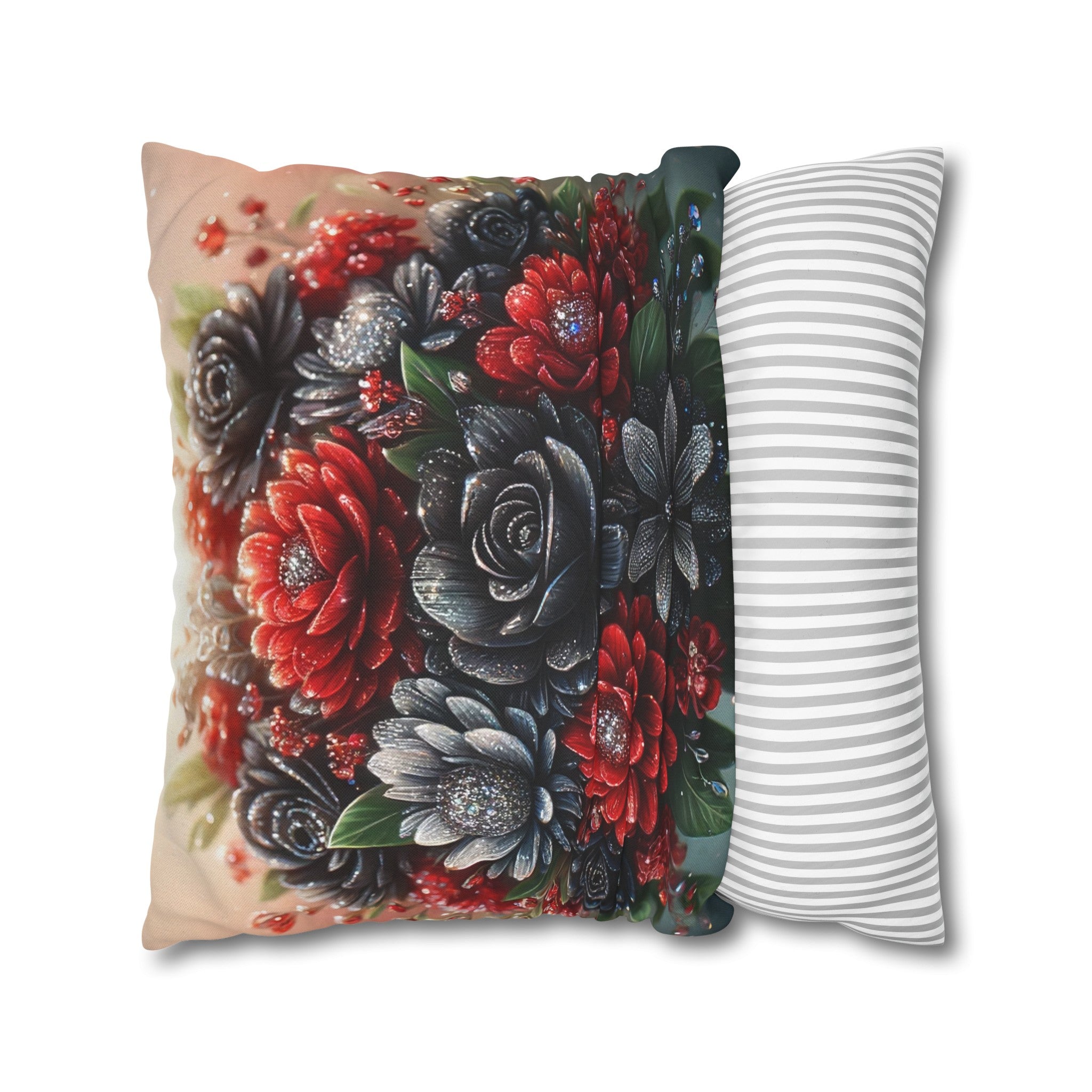 Black-Red Bouquet (1) - Polyester Square Pillowcase