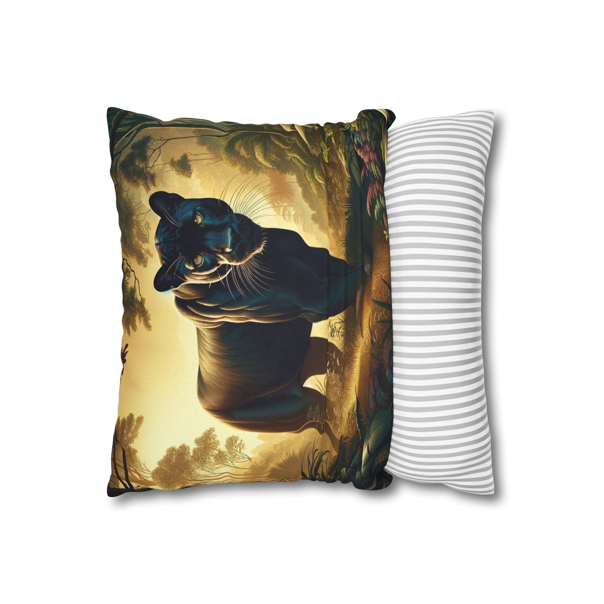 A Tiger walking in the jungle - Spun Polyester Square Pillowcase