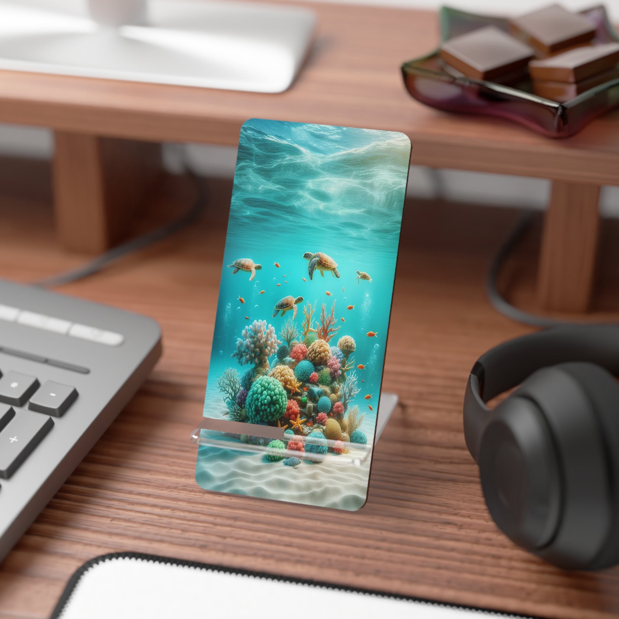 Turtles in turquoise water - Smartphone Stand