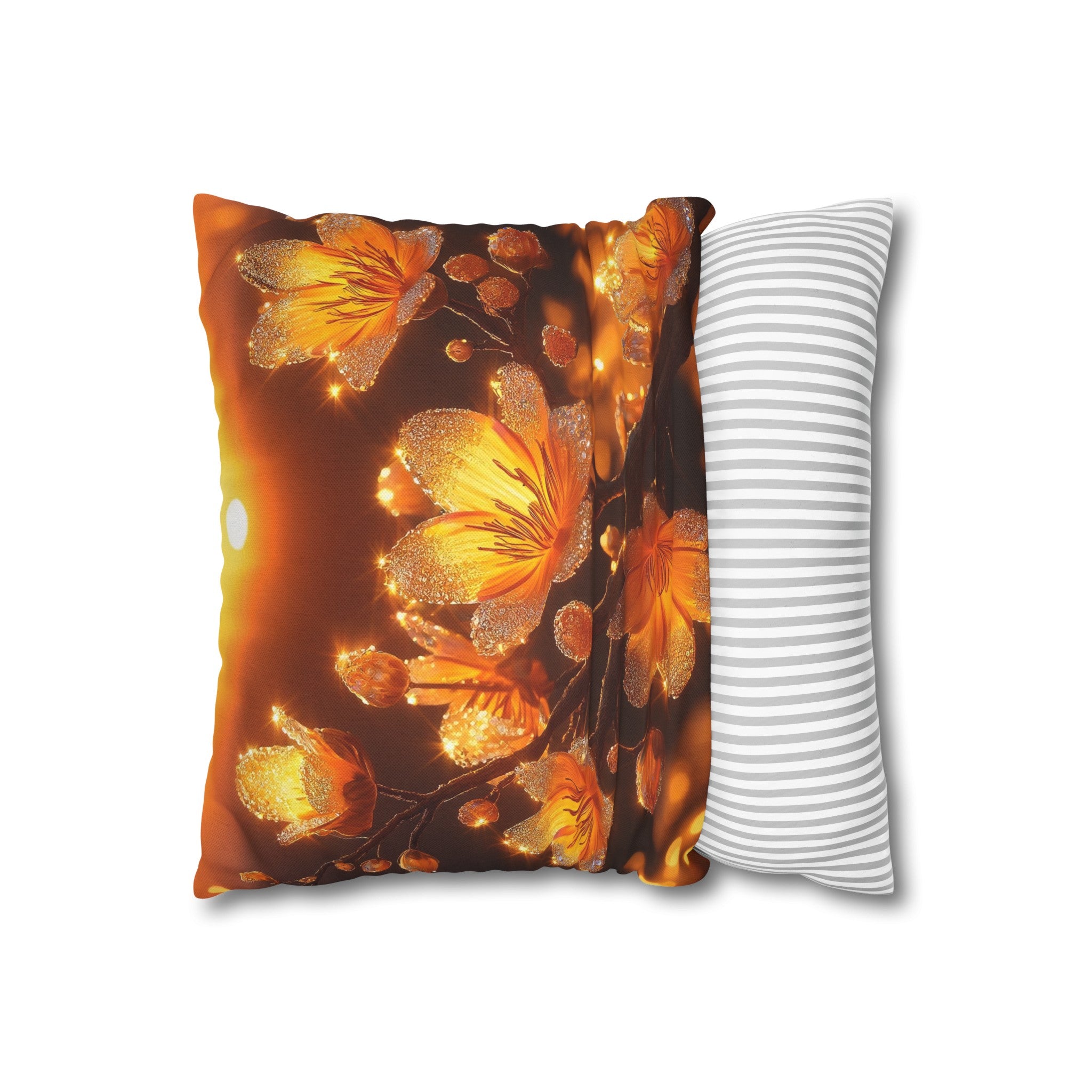 Yellow diamond flowers (3) - Polyester Square Pillowcase