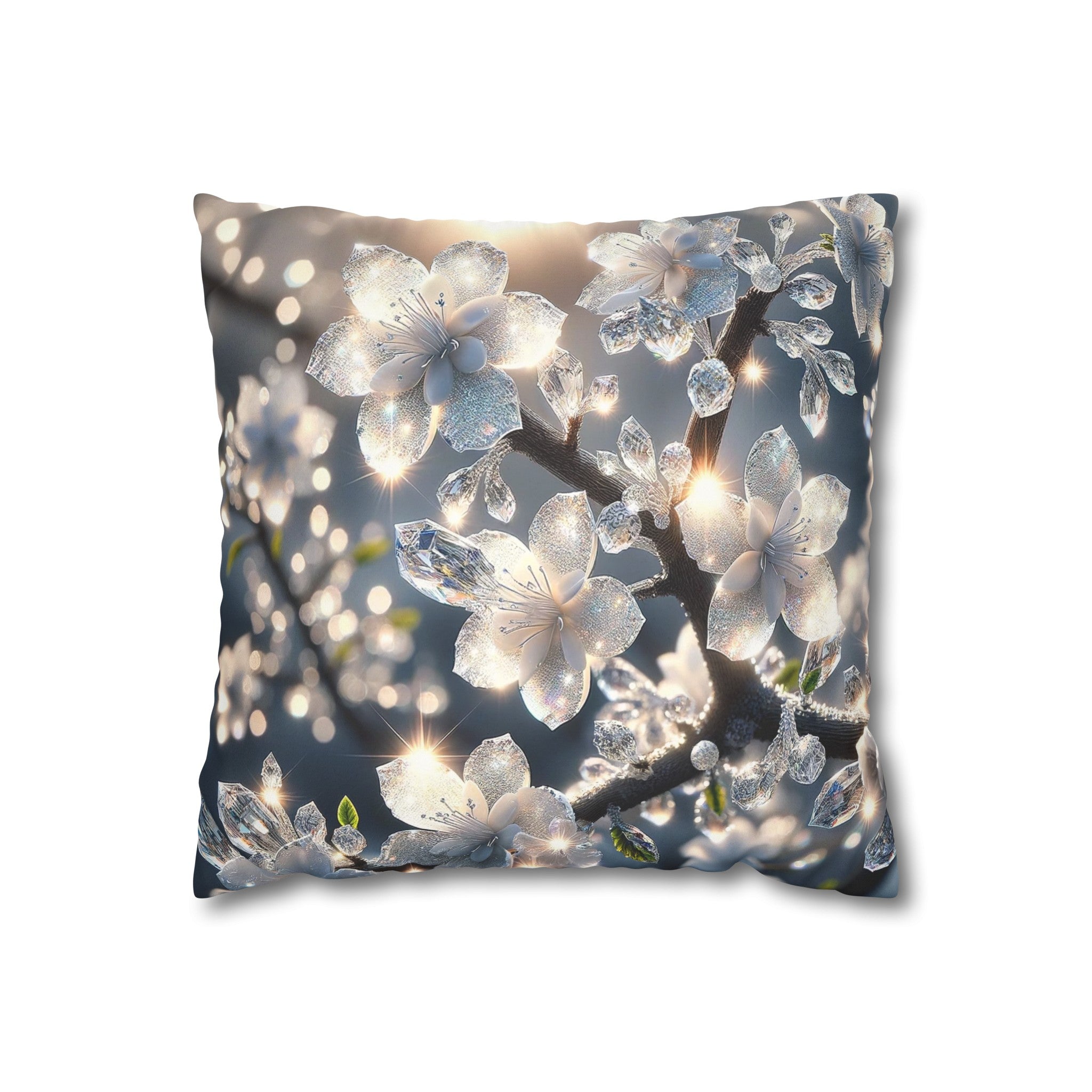 White, diamond flowers (5) - Suede Square Pillowcase