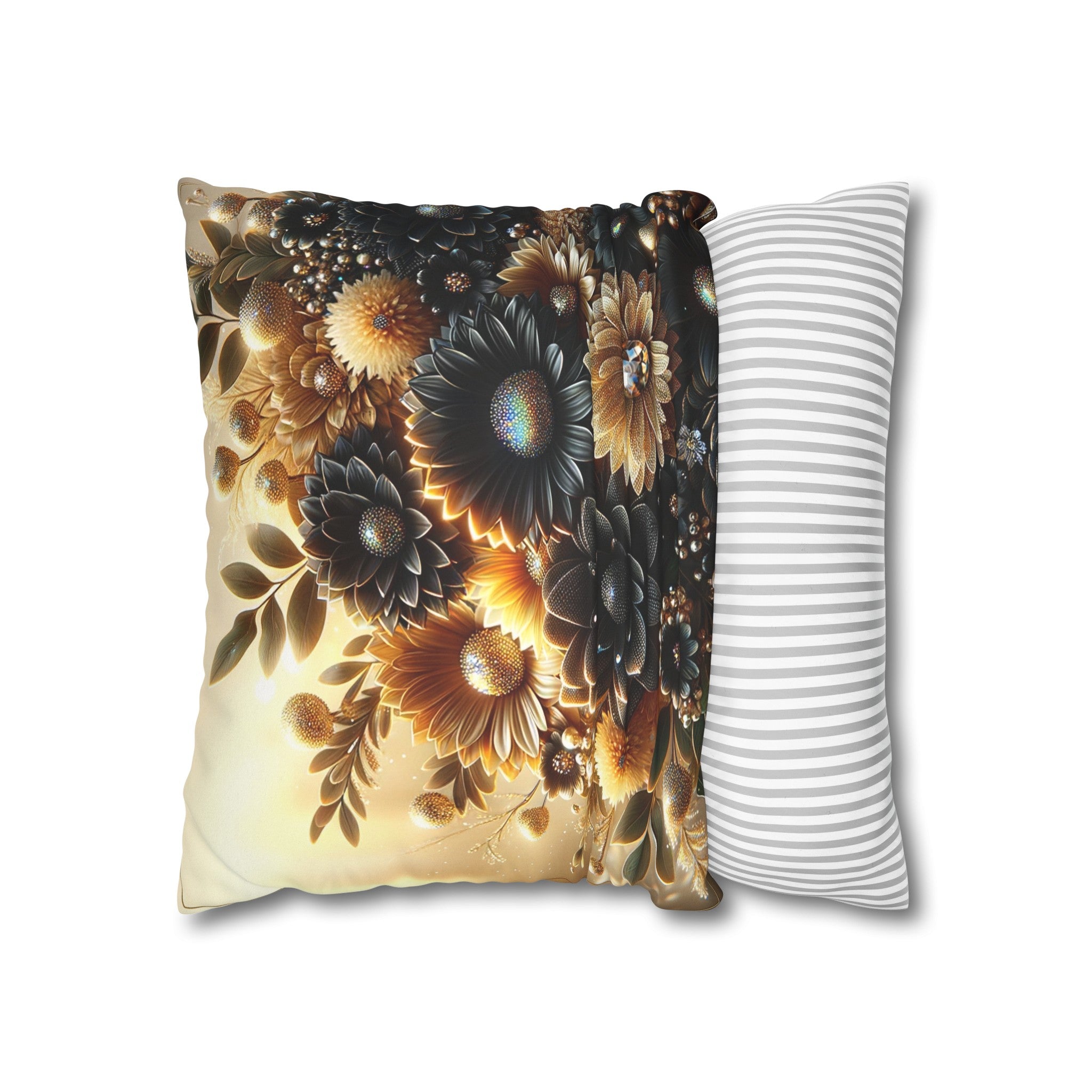 Black and golden Bouquet (2) - Suede Square Pillowcase