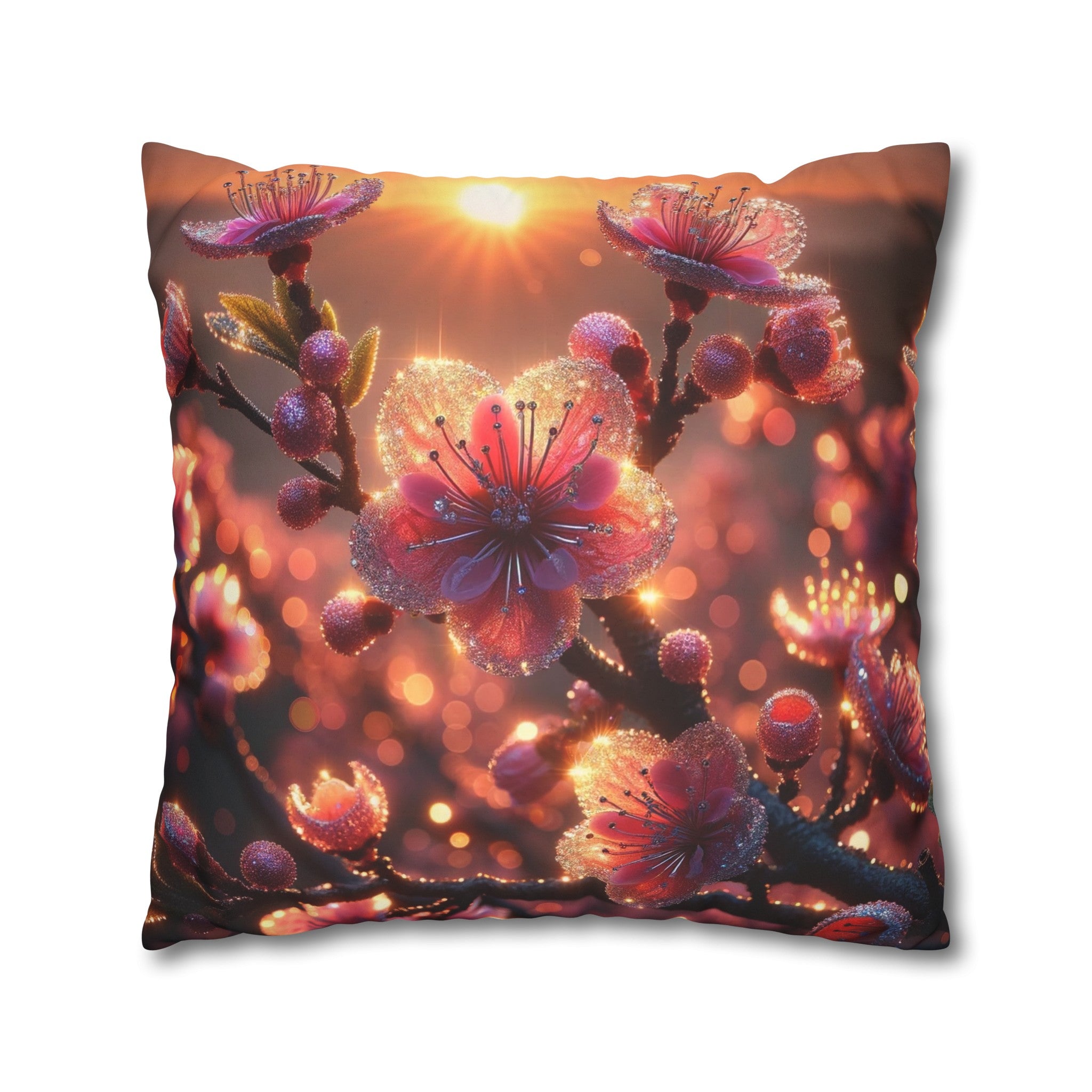 Pink diamond flowers (3) - Suede Square Pillowcase