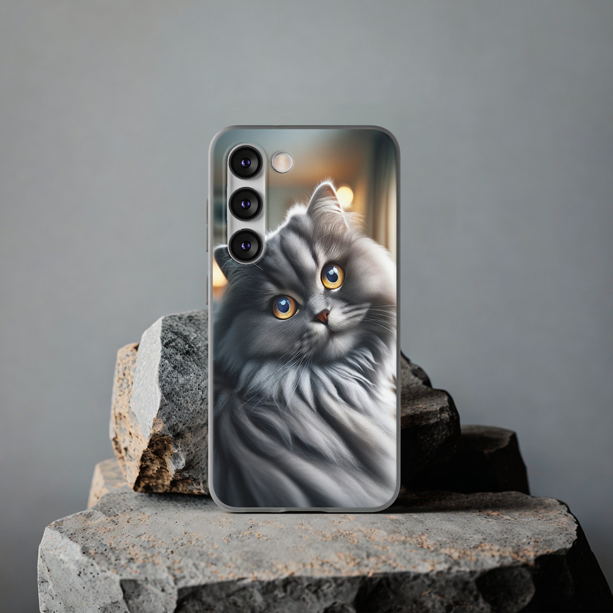 Curious, grey cat - Flexi Case (Samsung only)