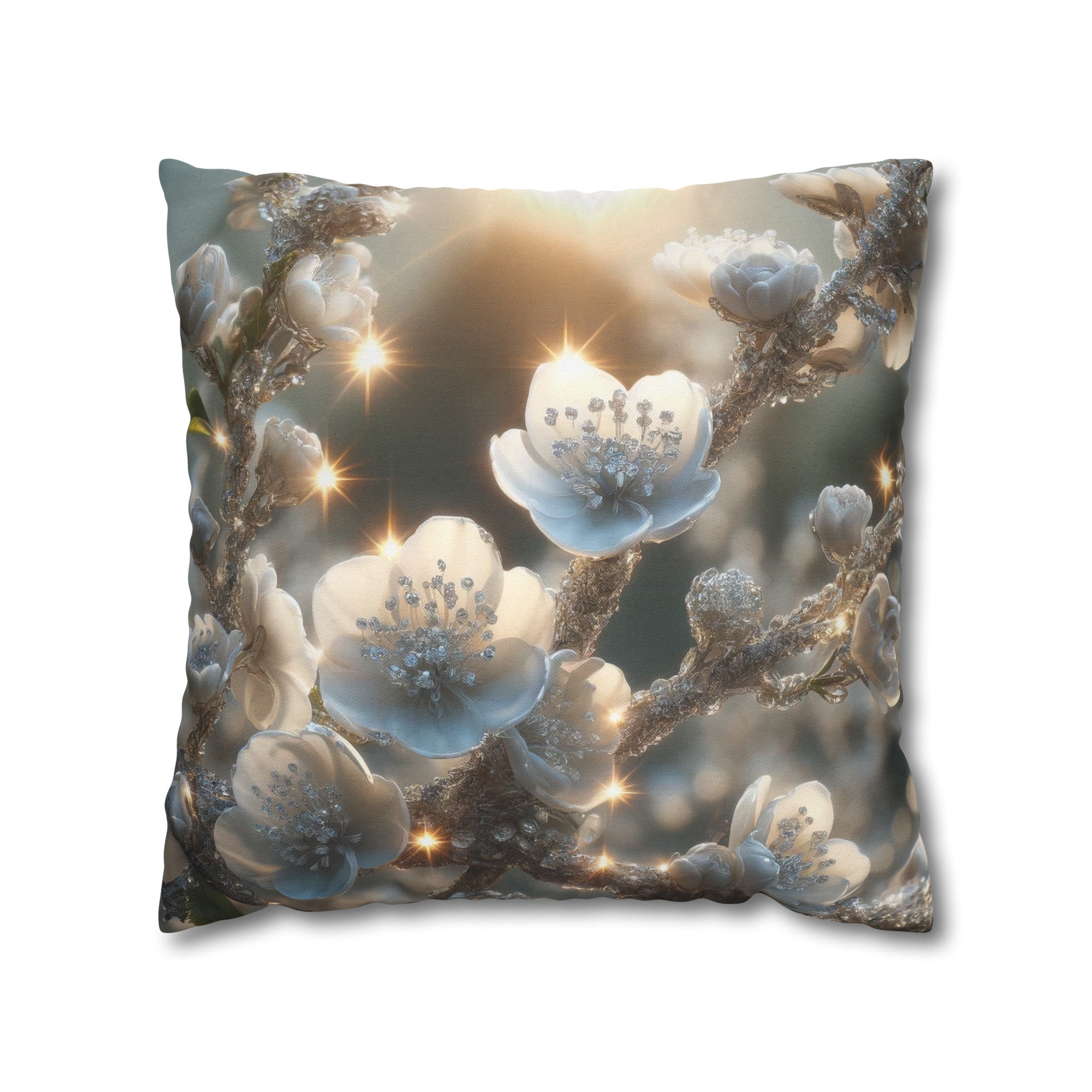 White diamond flowers (1) - Polyester Square Pillowcase