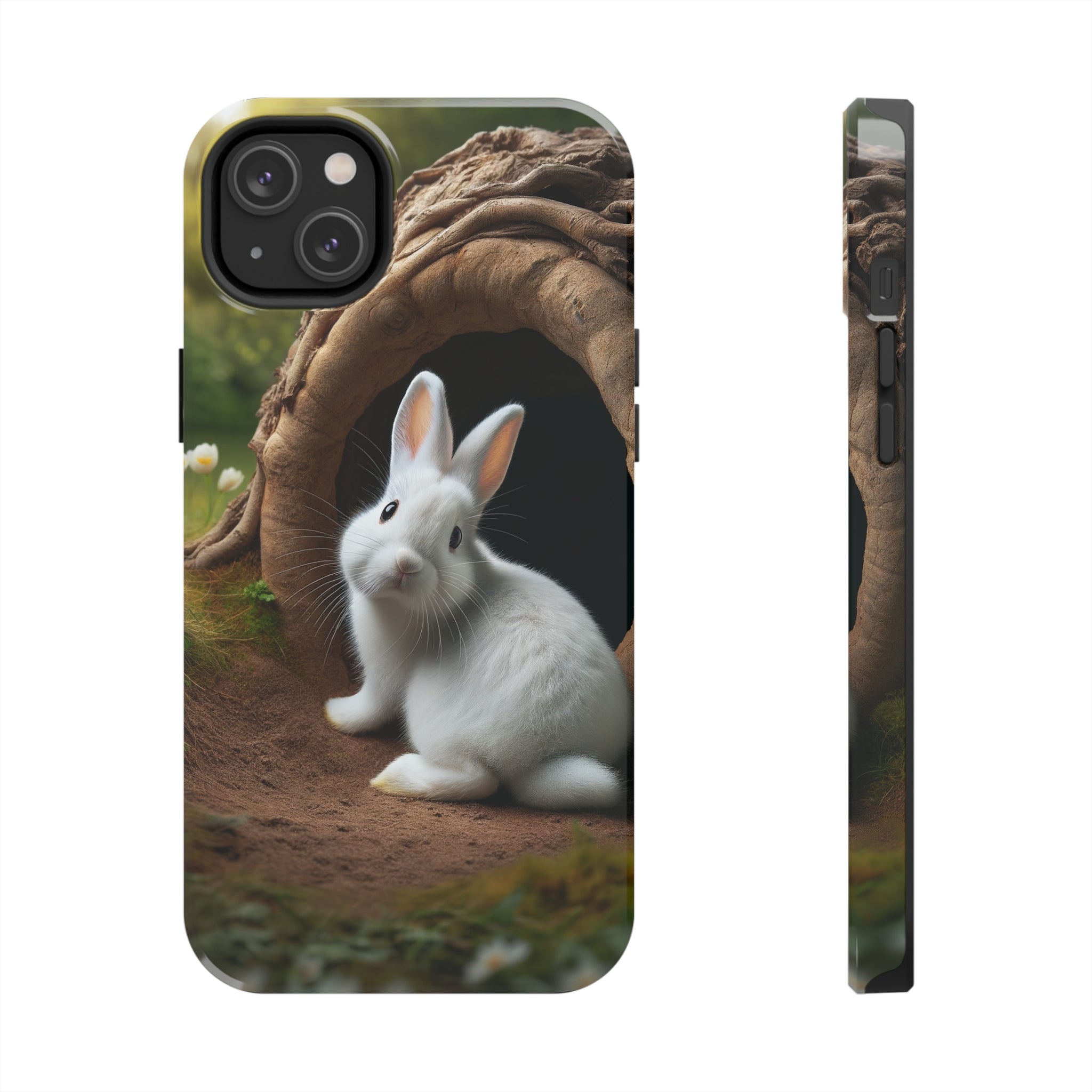 White curious rabbit - Tough Phone Case