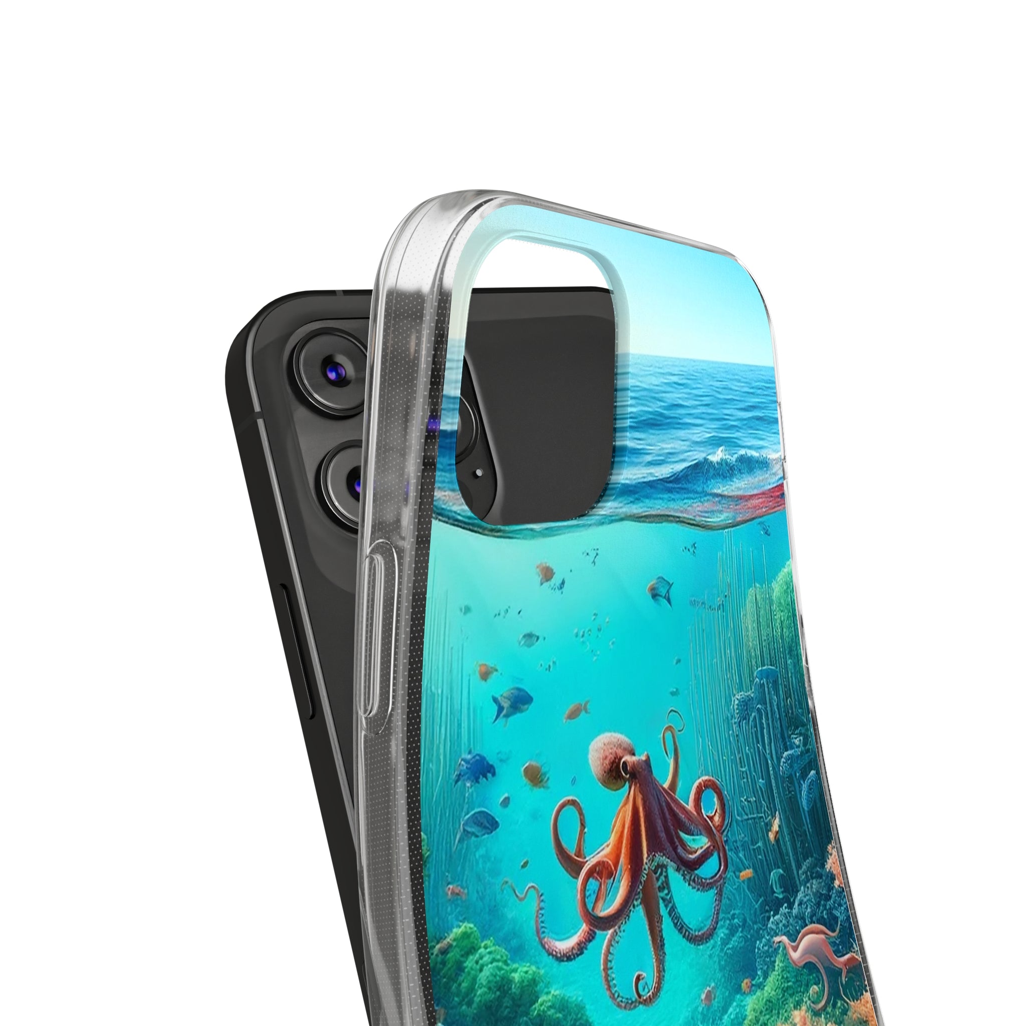 Octopus in turquoise water - Soft Phone Case