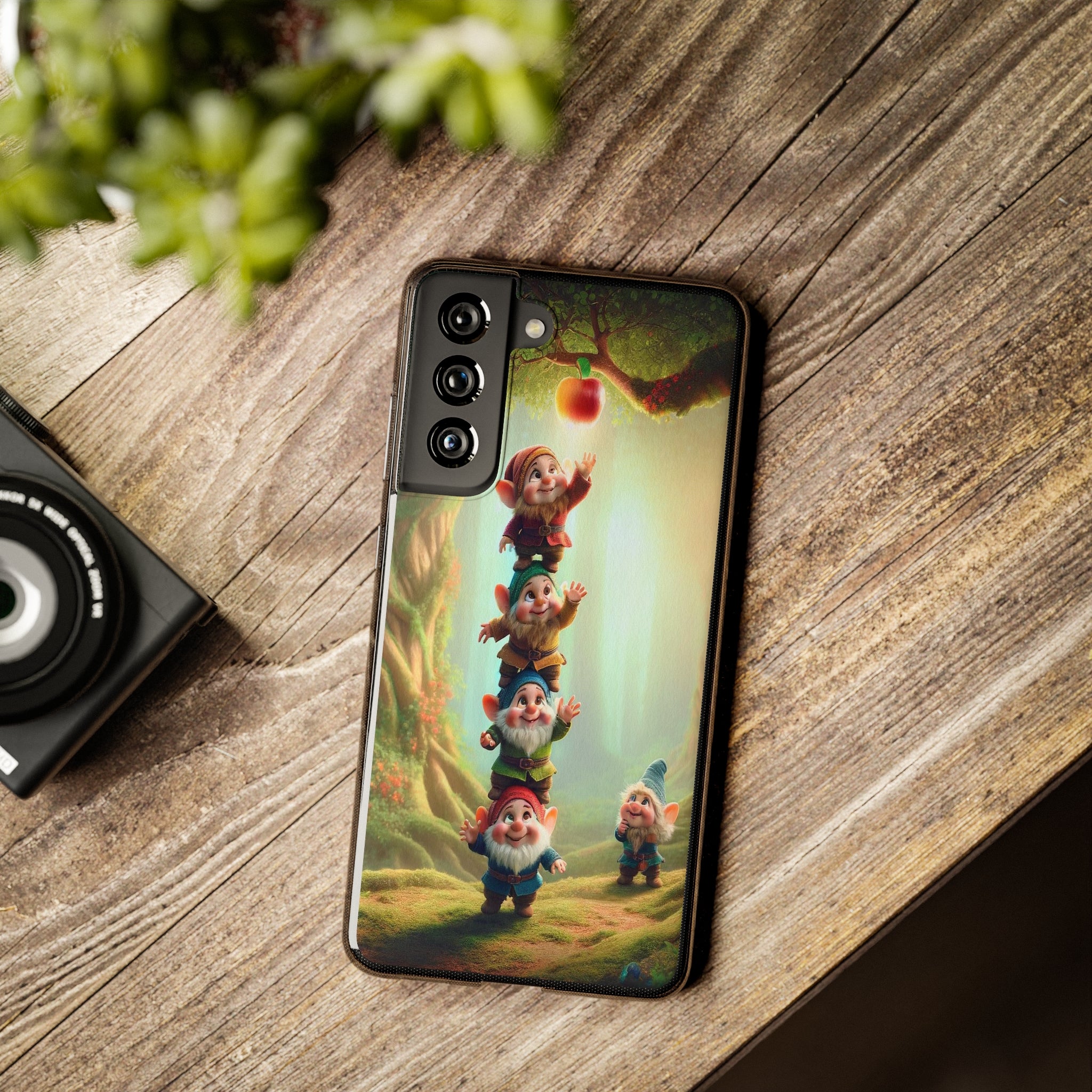 Gnomes reaching an apple - Soft Phone Case