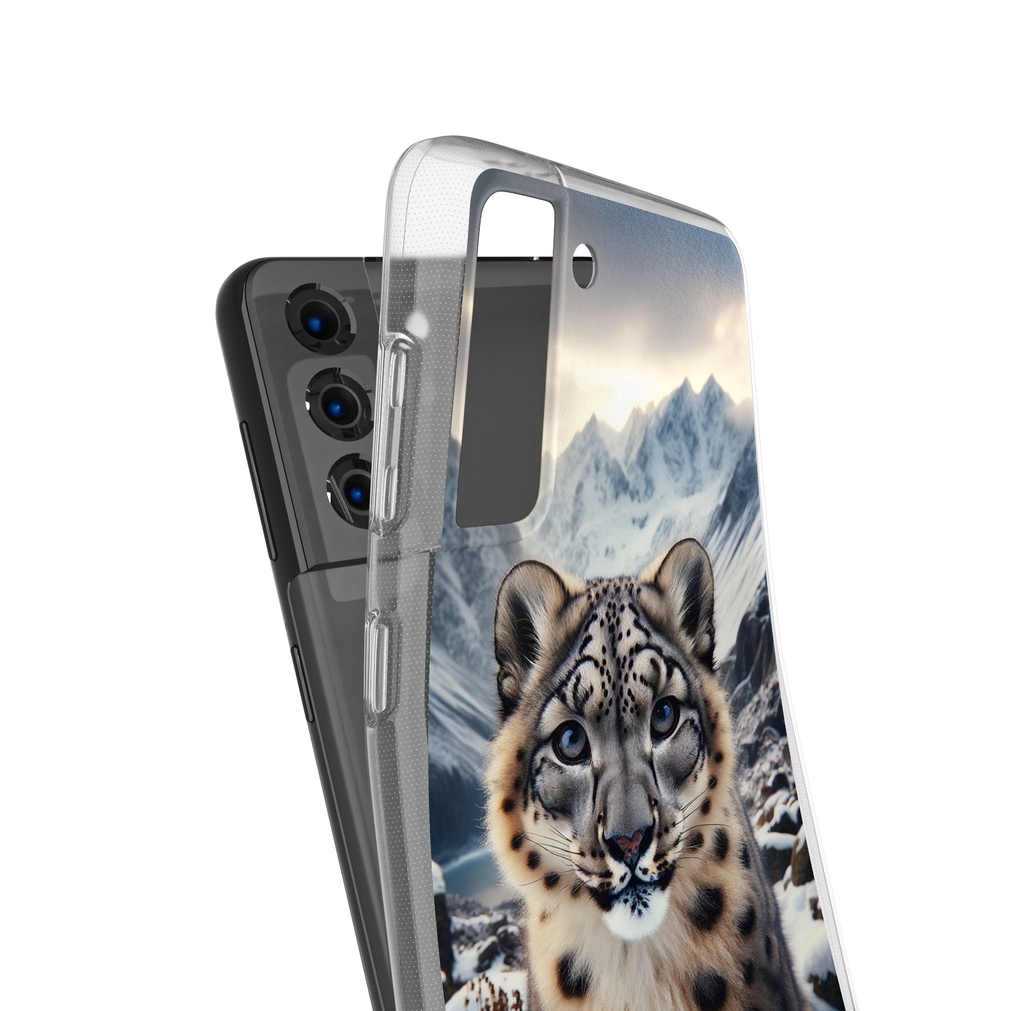 Curious Snow Leopard - Soft Phone Case